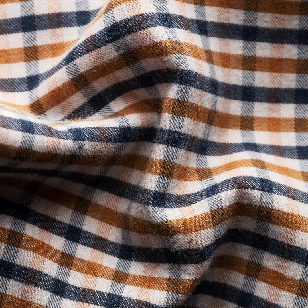 Slim Fit Orange/Blue Check Shirt-MALFORD OF LONDON SAVILE ROW MENSWEAR OUTLET