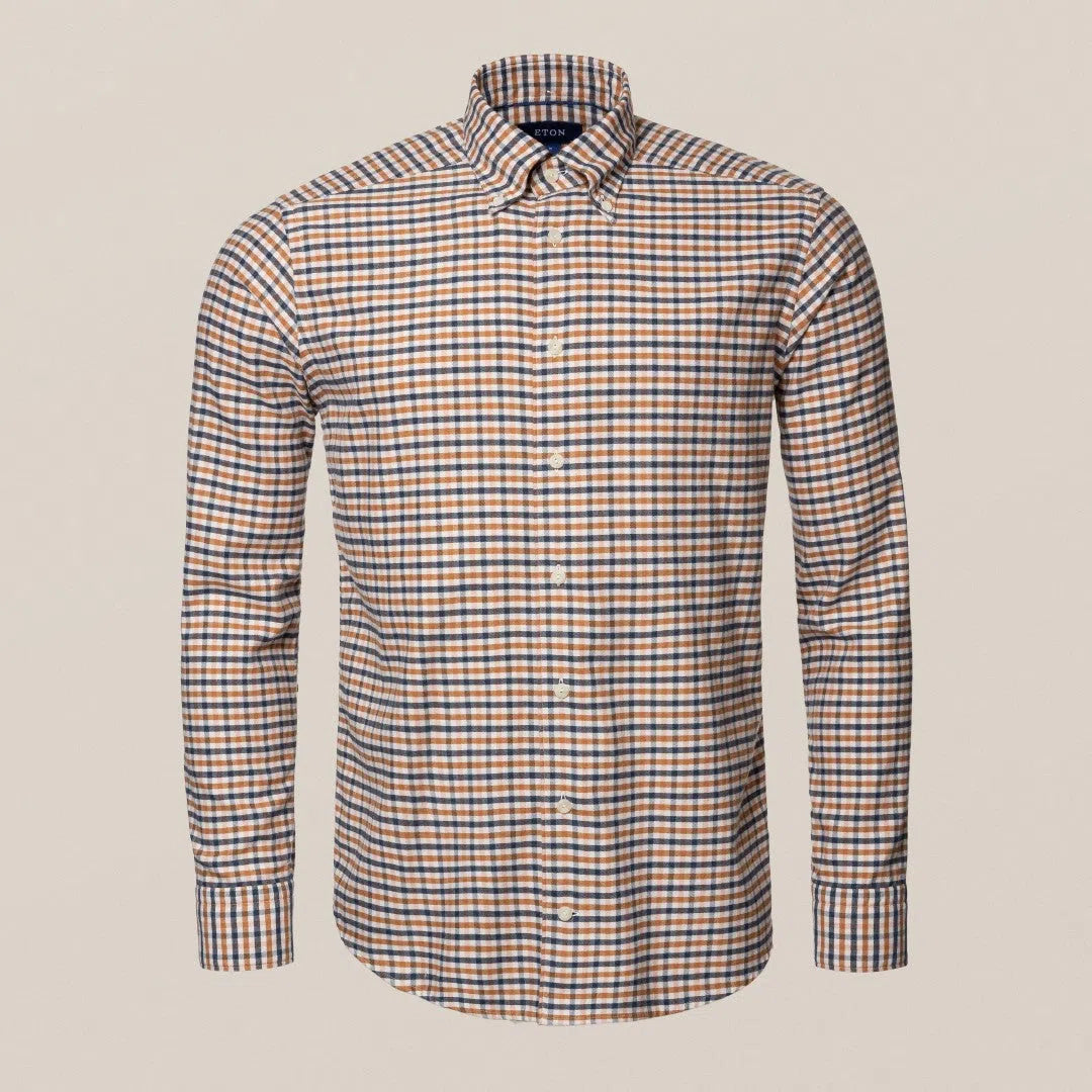 Slim Fit Orange/Blue Check Shirt-MALFORD OF LONDON SAVILE ROW MENSWEAR OUTLET