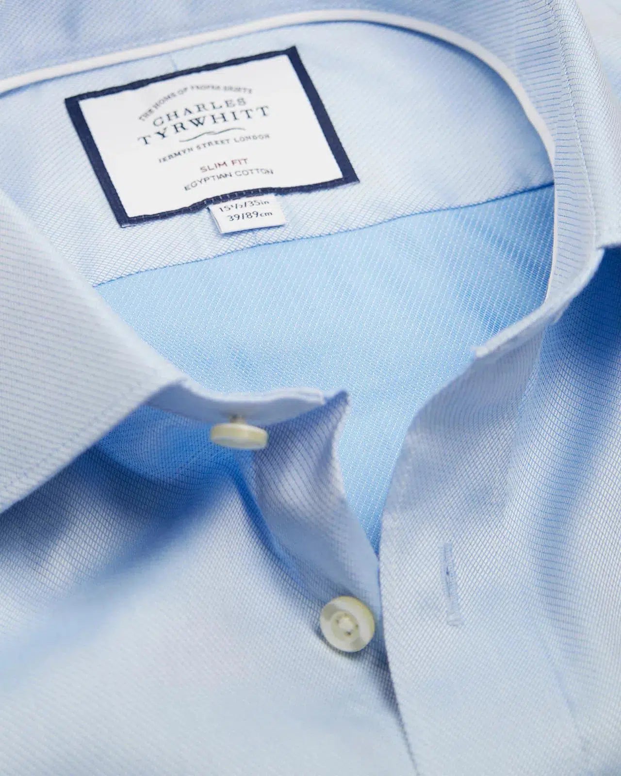 Slim Fit Sky Blue Hampton Weave Shirt-MALFORD OF LONDON SAVILE ROW MENSWEAR OUTLET