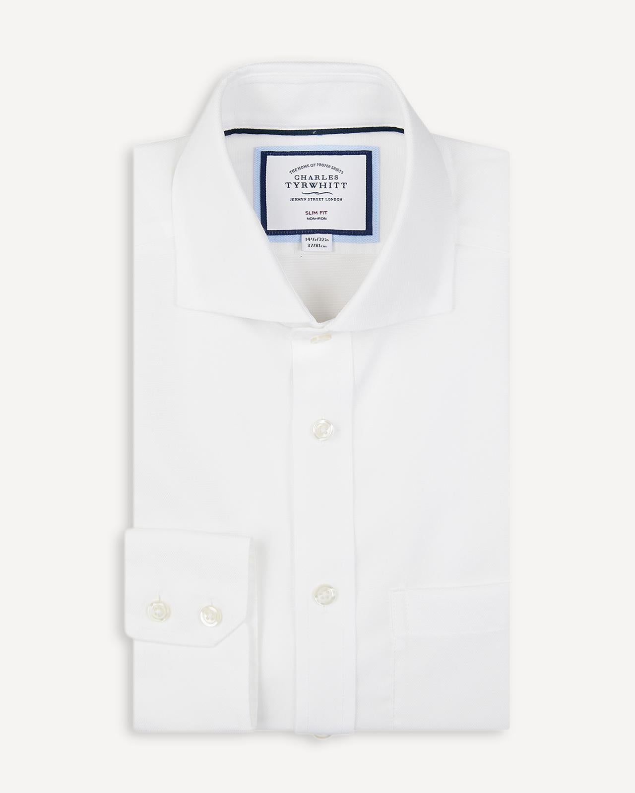 Slim Fit White Regent Weave Shirt-MALFORD OF LONDON SAVILE ROW MENSWEAR OUTLET