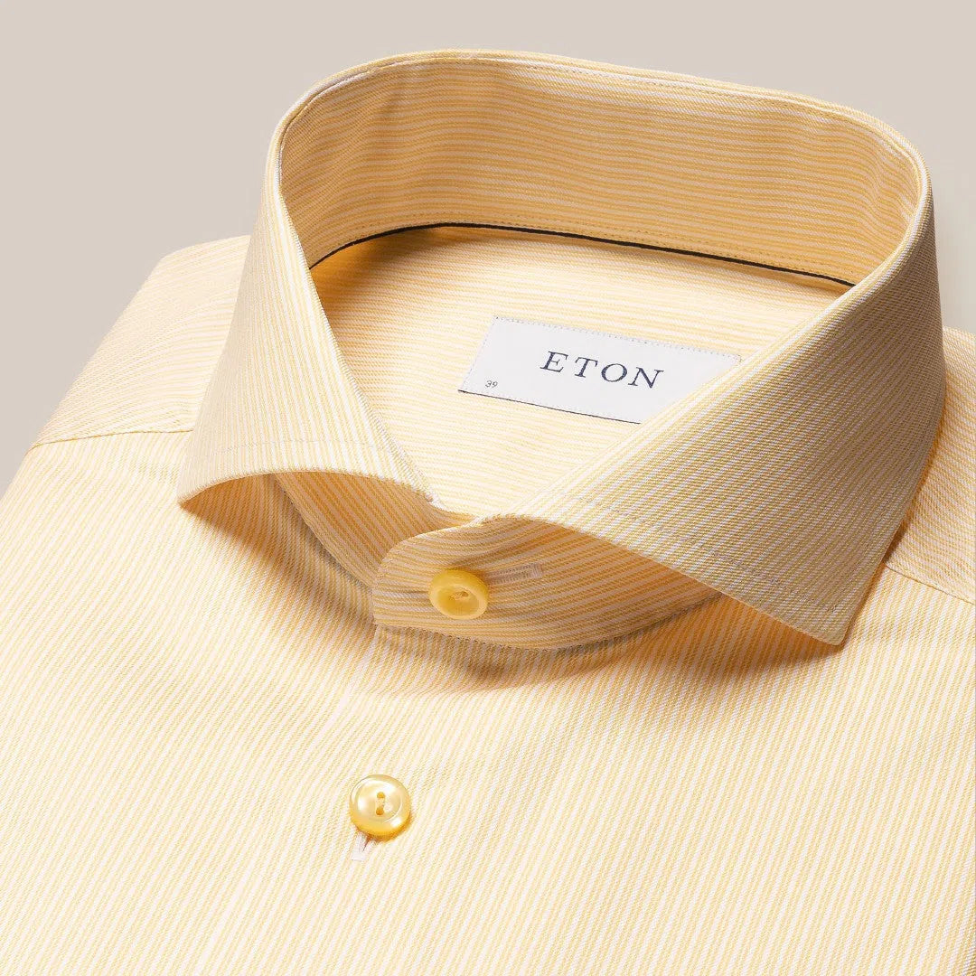 Slim Fit Yellow Stripe Shirt-MALFORD OF LONDON SAVILE ROW MENSWEAR OUTLET