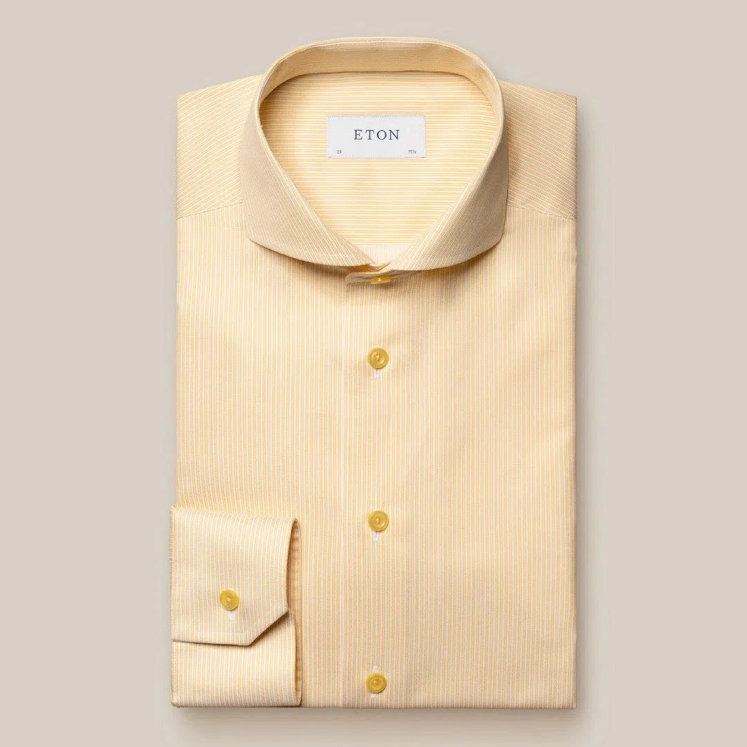 Slim Fit Yellow Stripe Shirt-MALFORD OF LONDON SAVILE ROW MENSWEAR OUTLET