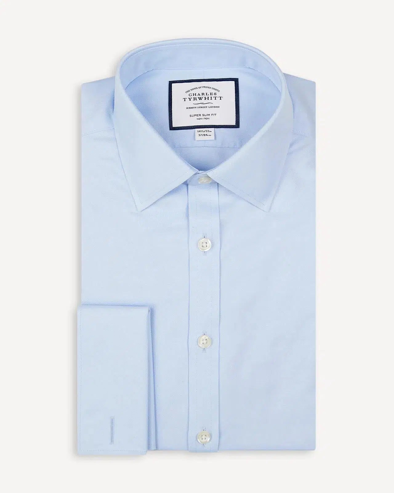 Super Slim Fit Double Cuff Twill Shirt-MALFORD OF LONDON SAVILE ROW MENSWEAR OUTLET