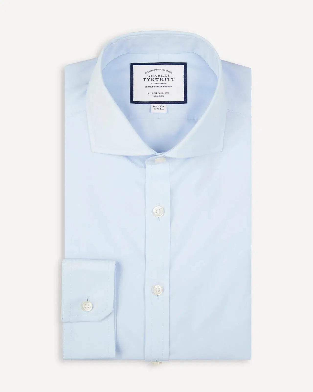 Super Slim Fit Sky Blue Poplin Shirt-MALFORD OF LONDON SAVILE ROW MENSWEAR OUTLET