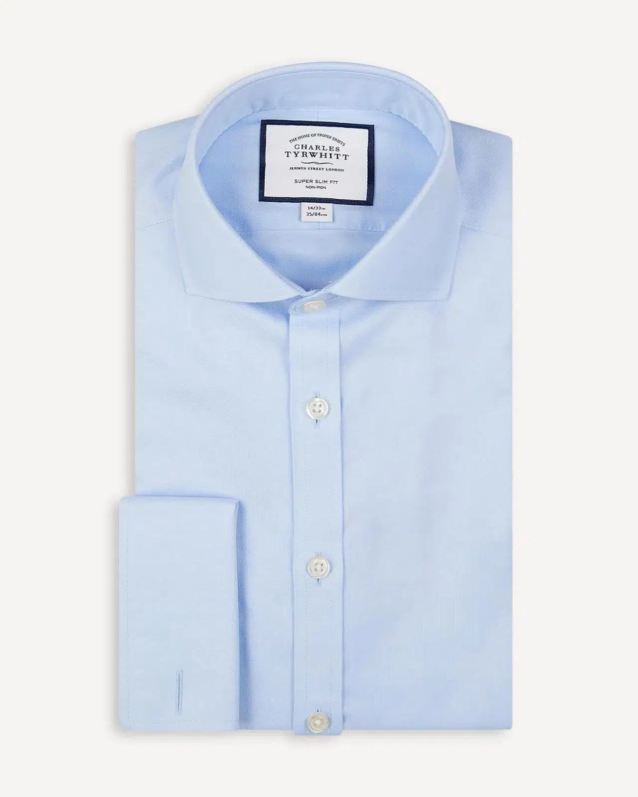 Super Slim Fit Sky Blue Twill Shirt-MALFORD OF LONDON SAVILE ROW MENSWEAR OUTLET