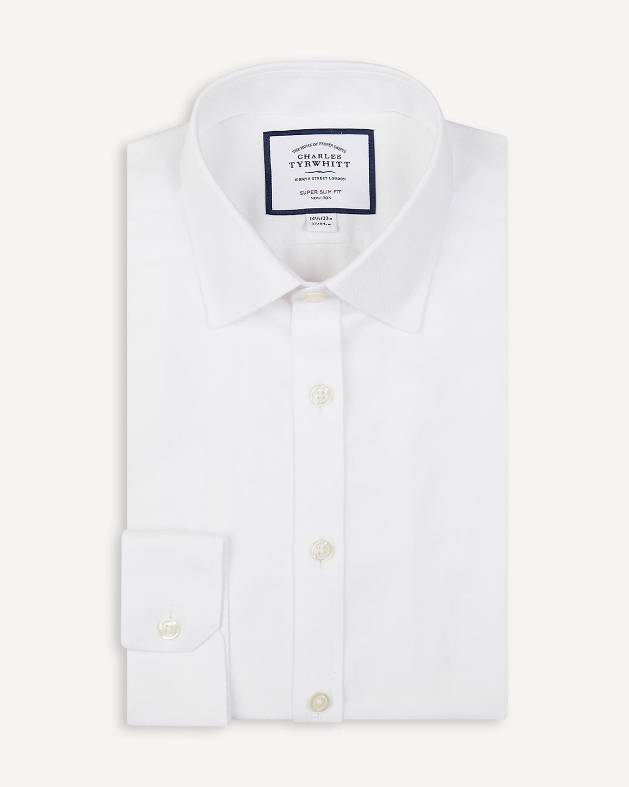 Super Slim Fit White Royal Oxford Shirt-MALFORD OF LONDON SAVILE ROW MENSWEAR OUTLET