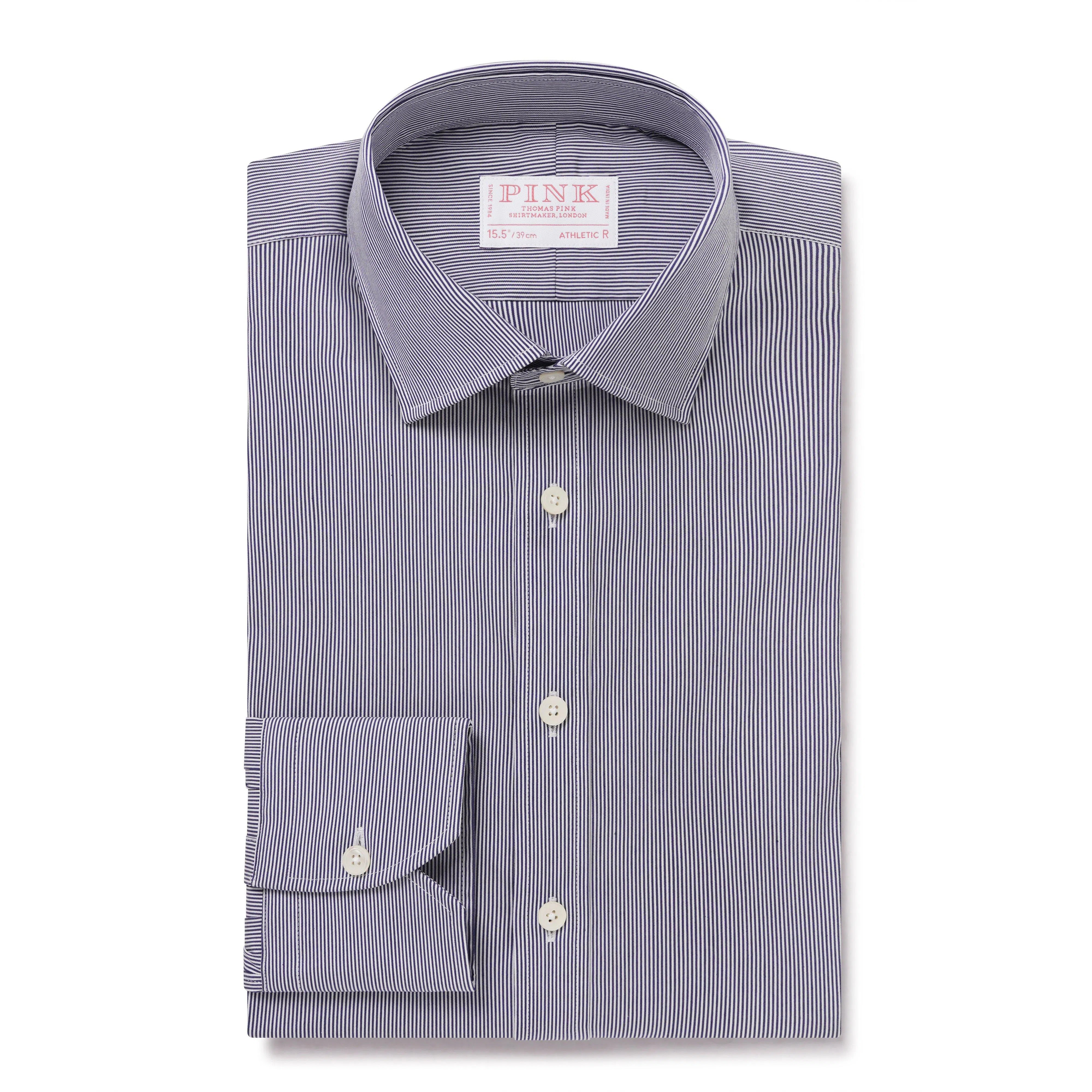 Thomas Pink Athletic Fit Formal Fancy Fine Stripe Shirt-MALFORD OF LONDON SAVILE ROW MENSWEAR OUTLET