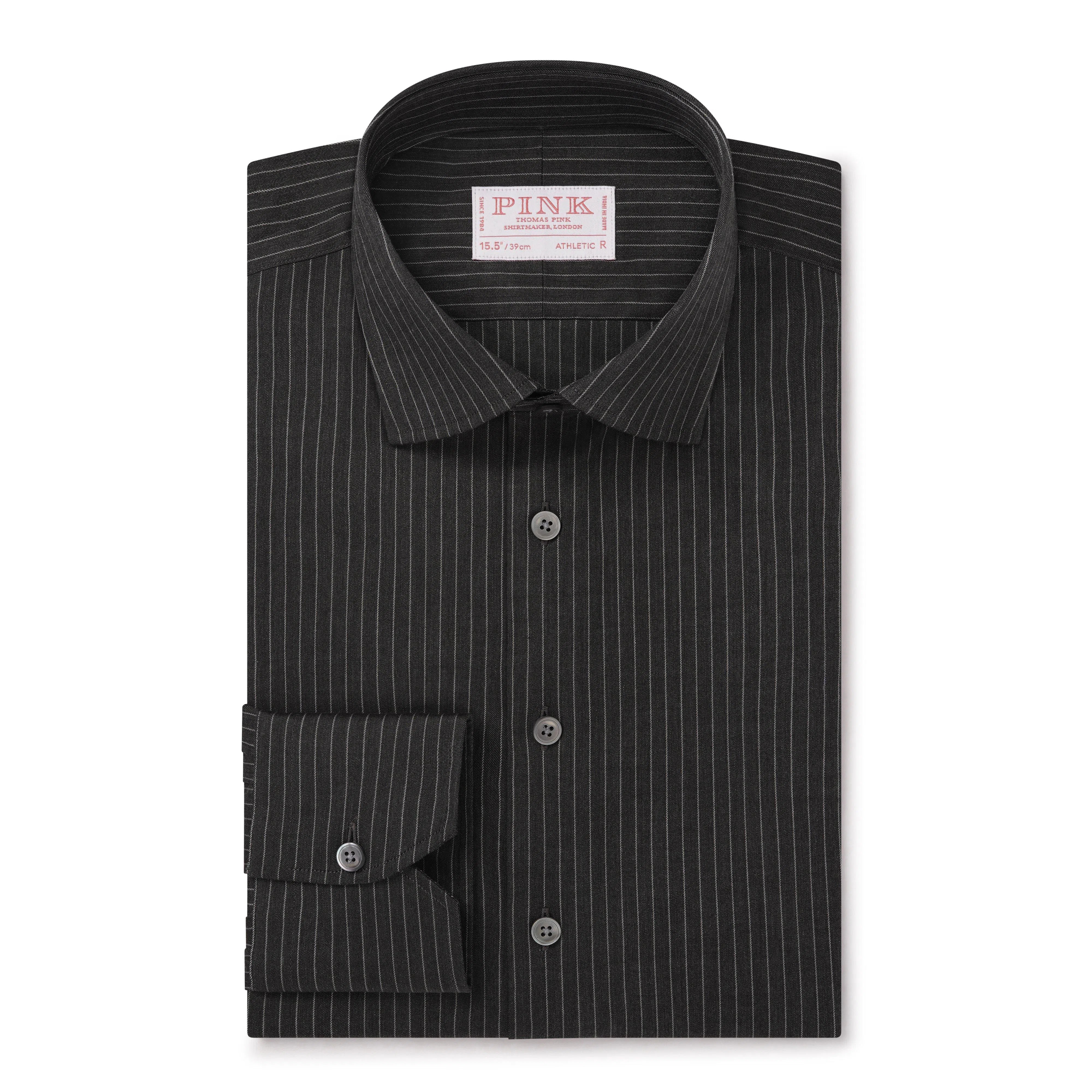 Thomas Pink Athletic Fit Formal Fine Rope Stripe Shirt-MALFORD OF LONDON SAVILE ROW MENSWEAR OUTLET