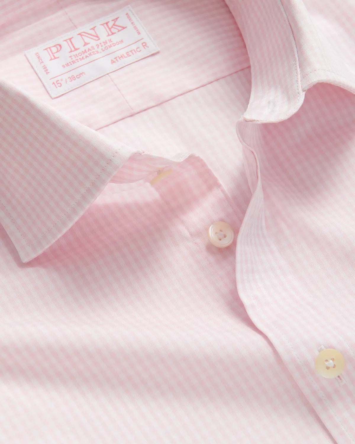 Thomas Pink Athletic Fit Formal Gingham Check Shirt Pink-MALFORD OF LONDON SAVILE ROW MENSWEAR OUTLET