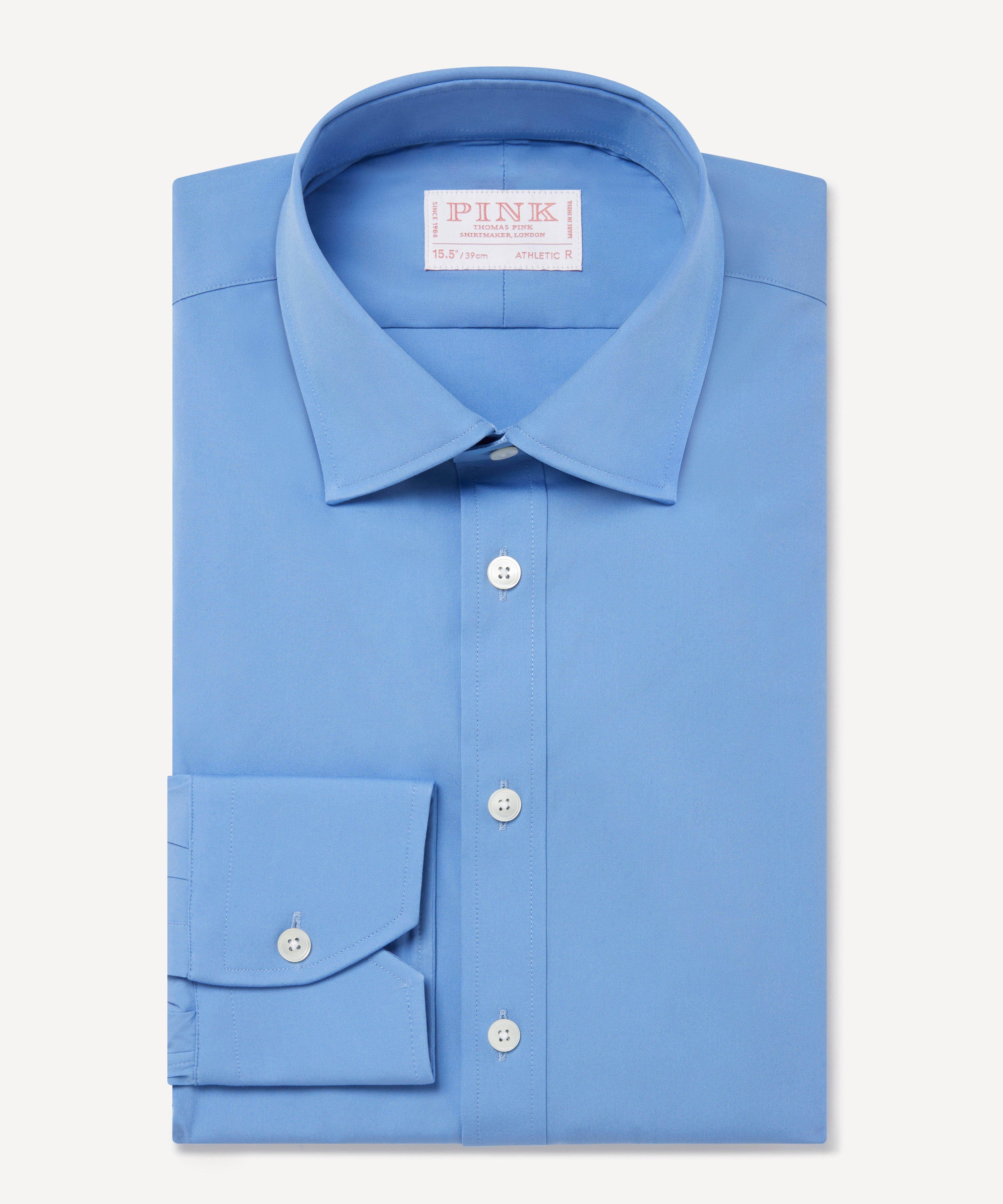 Thomas Pink Athletic Fit Formal Plain Poplin Shirt-MALFORD OF LONDON SAVILE ROW MENSWEAR OUTLET