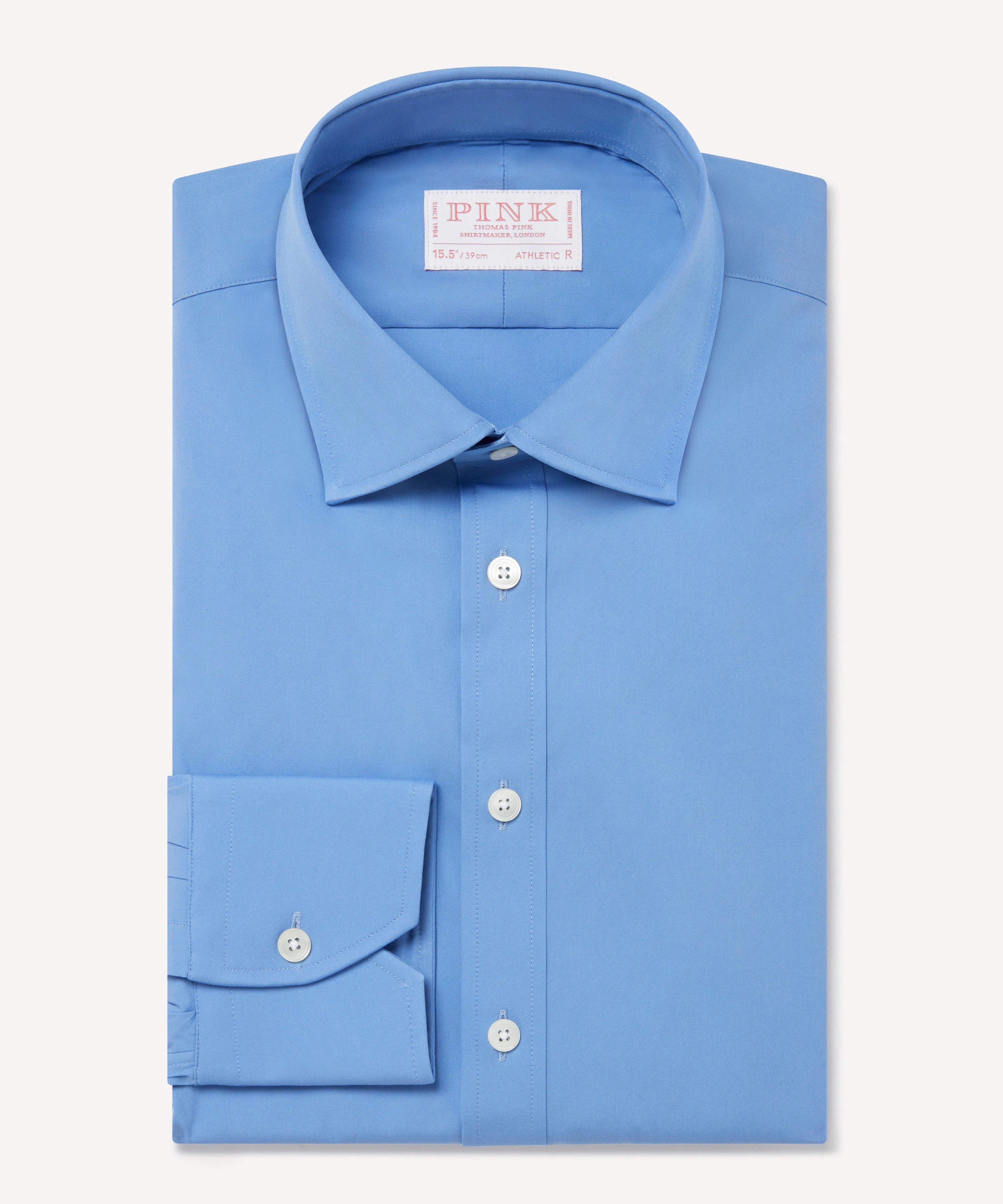 Thomas Pink Athletic Fit Formal Plain Poplin Shirt-MALFORD OF LONDON SAVILE ROW MENSWEAR OUTLET