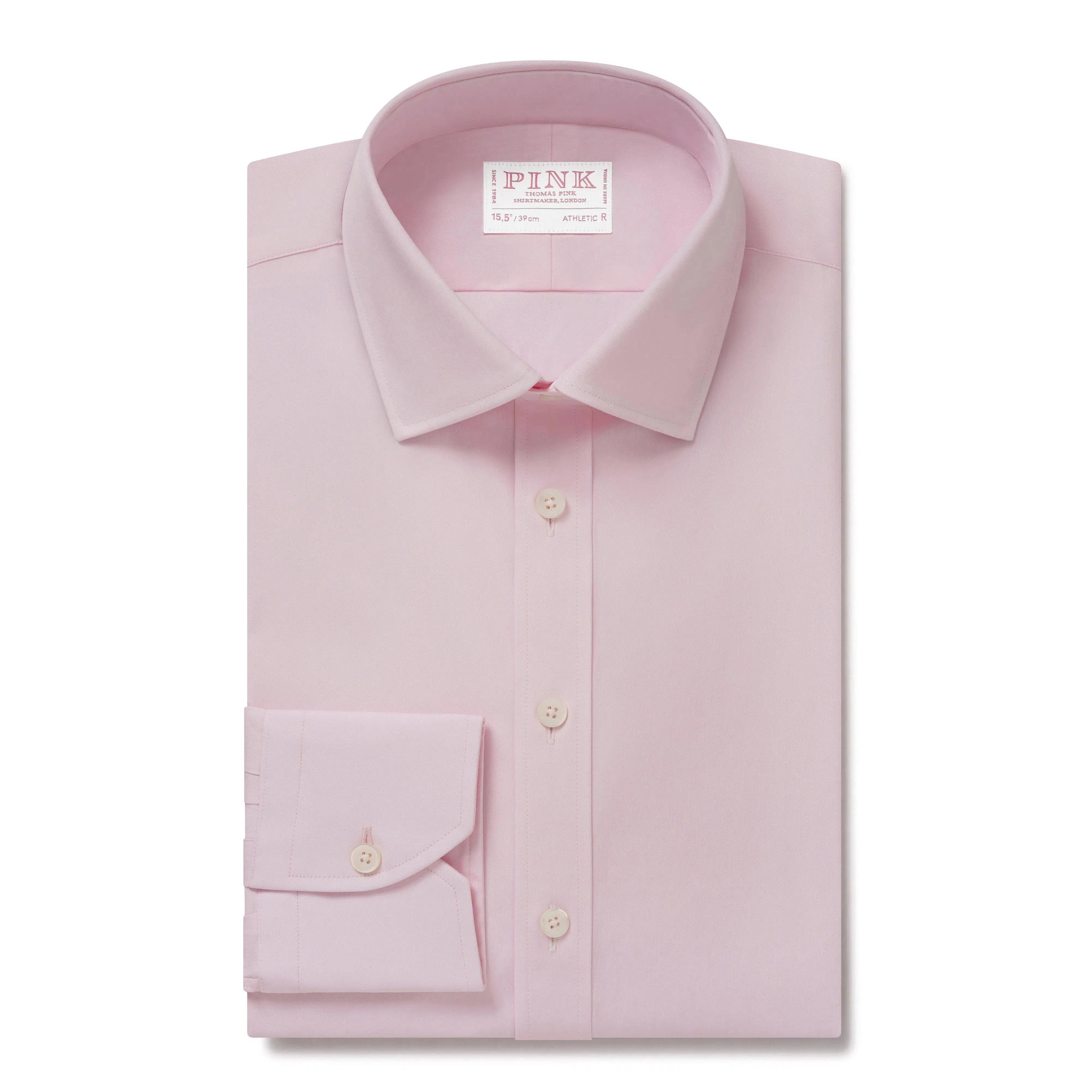 Thomas Pink Athletic Fit Formal Plain Poplin Shirt Pink-MALFORD OF LONDON SAVILE ROW MENSWEAR OUTLET