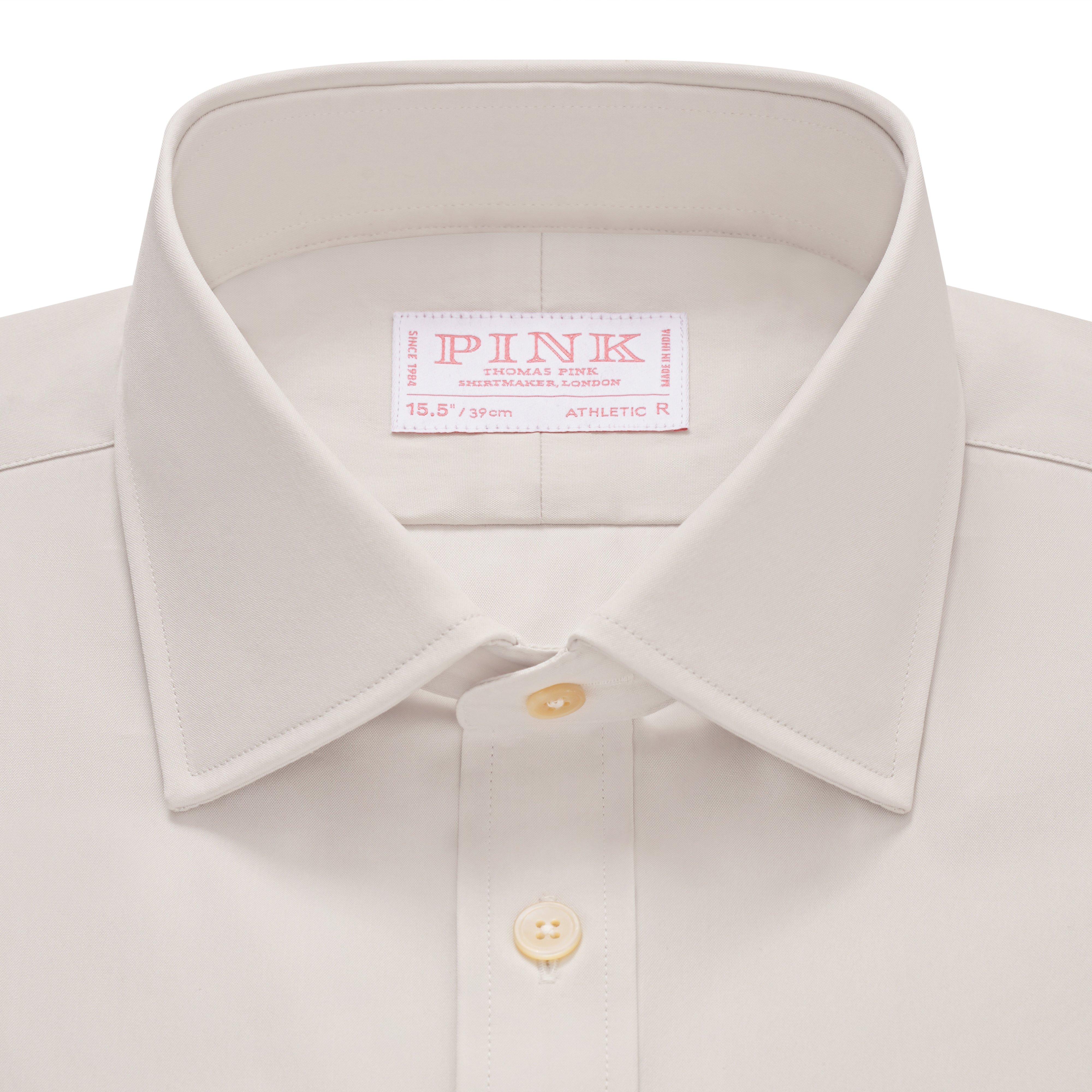 Thomas Pink Athletic Fit Formal Plain Poplin Shirt Stone-MALFORD OF LONDON SAVILE ROW MENSWEAR OUTLET