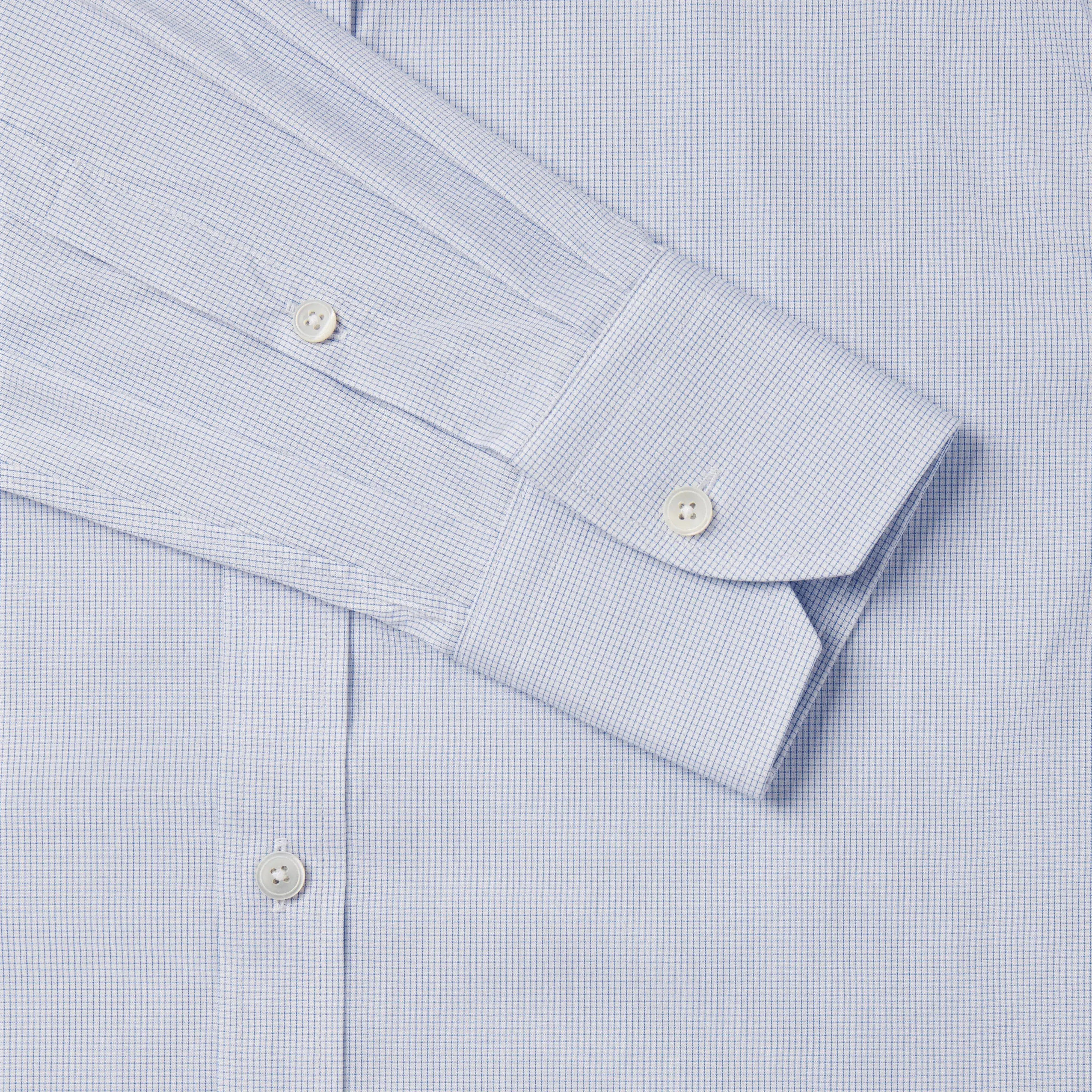 Thomas Pink Athletic Fit Formal Stretch Micro Check Shirt Blue/White-MALFORD OF LONDON SAVILE ROW MENSWEAR OUTLET