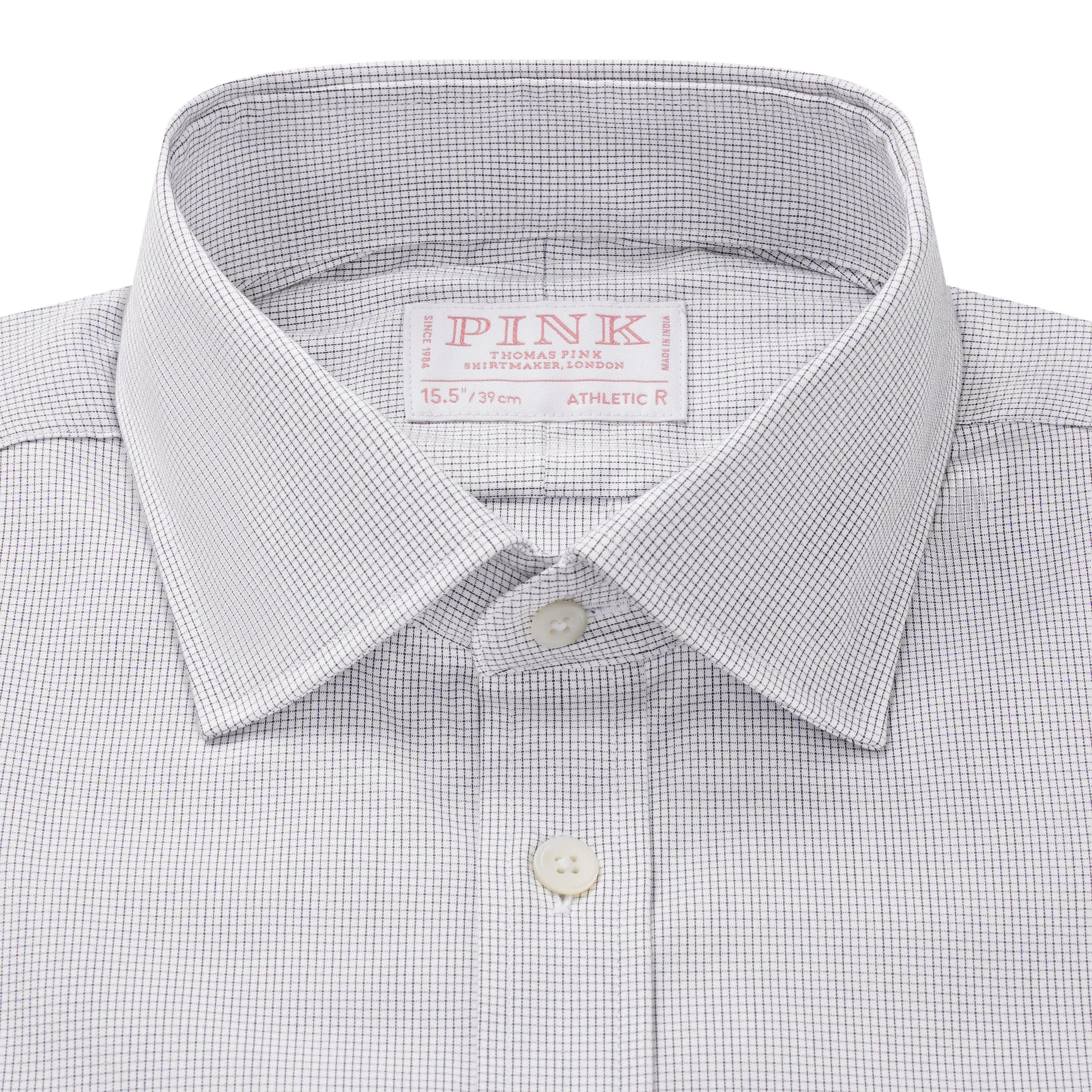 Thomas Pink Athletic Fit Formal Stretch Micro Check Shirt-MALFORD OF LONDON SAVILE ROW MENSWEAR OUTLET