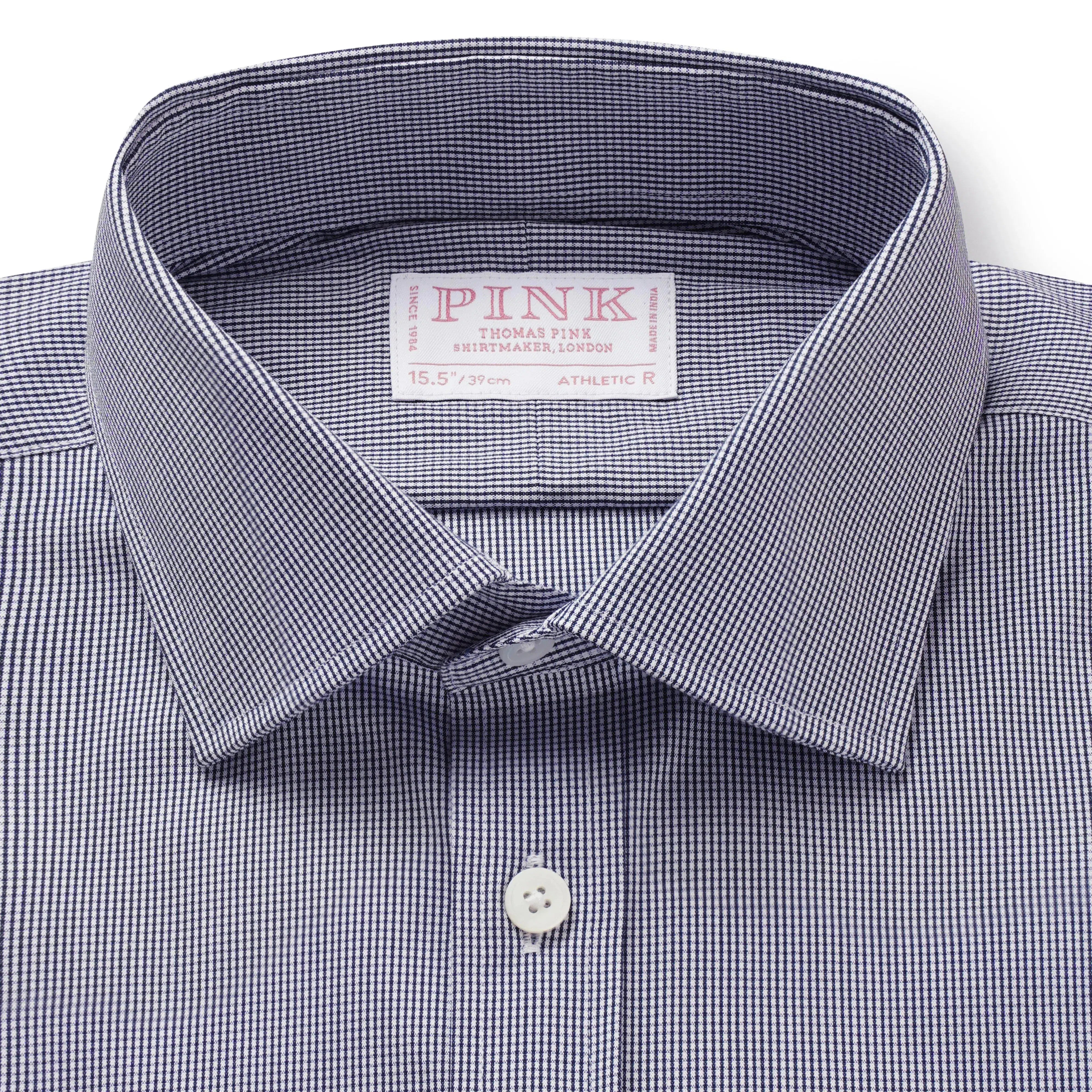 Thomas Pink Athletic Fit Formal Stretch Micro Check Shirt-MALFORD OF LONDON SAVILE ROW MENSWEAR OUTLET