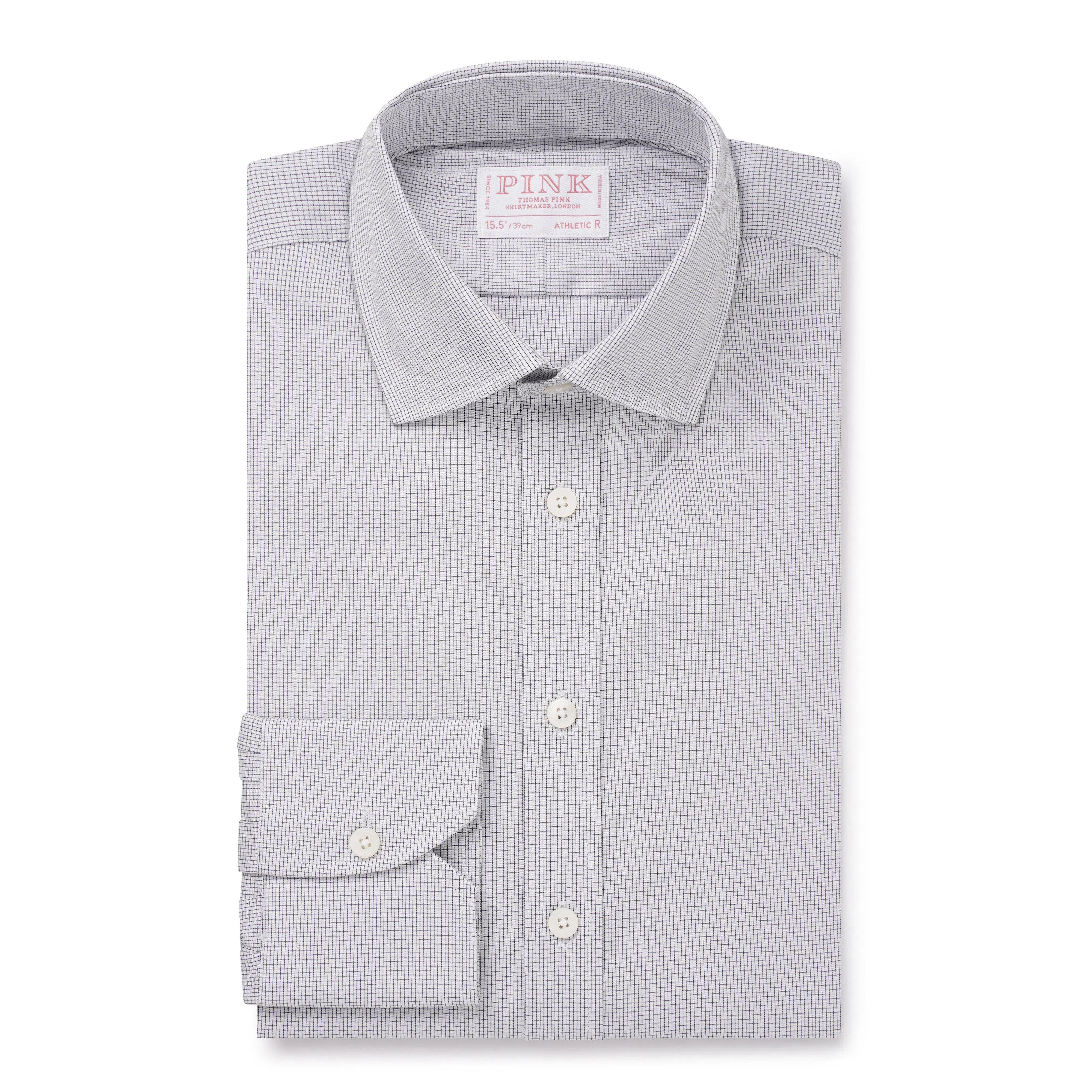 Thomas Pink Athletic Fit Formal Stretch Micro Check Shirt-MALFORD OF LONDON SAVILE ROW MENSWEAR OUTLET