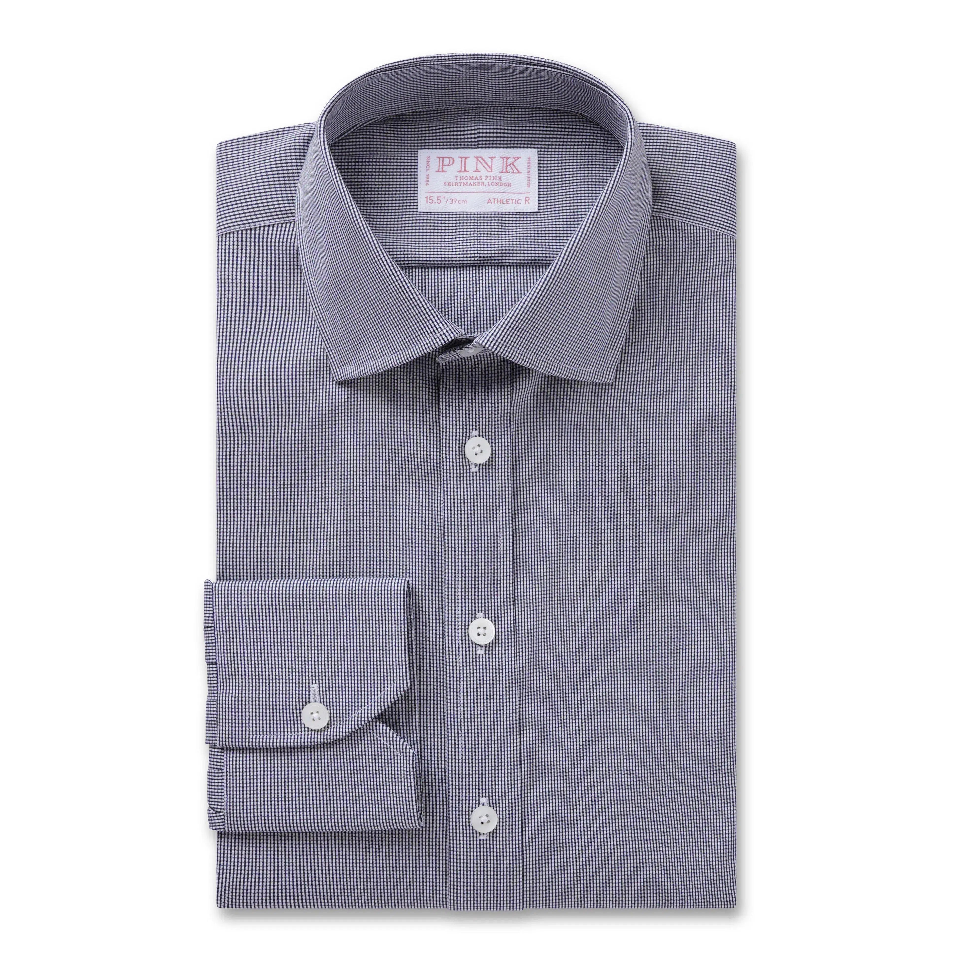 Thomas Pink Athletic Fit Formal Stretch Micro Check Shirt-MALFORD OF LONDON SAVILE ROW MENSWEAR OUTLET