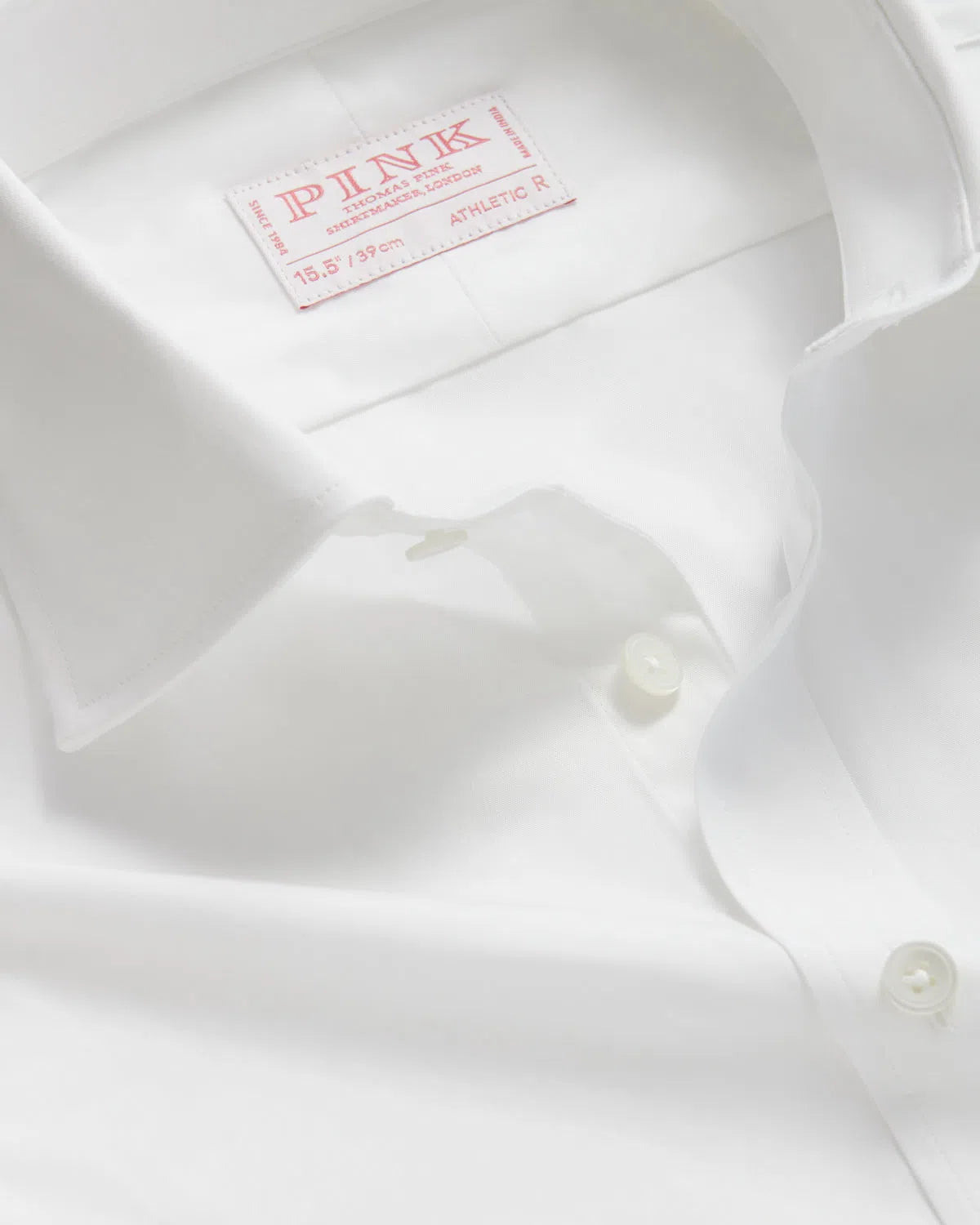 Thomas Pink Athletic Fit Formal Stretch Solid Poplin Shirt White-MALFORD OF LONDON SAVILE ROW MENSWEAR OUTLET