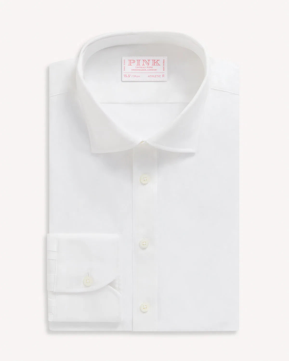 Thomas Pink Athletic Fit Formal Stretch Solid Poplin Shirt White-MALFORD OF LONDON SAVILE ROW MENSWEAR OUTLET