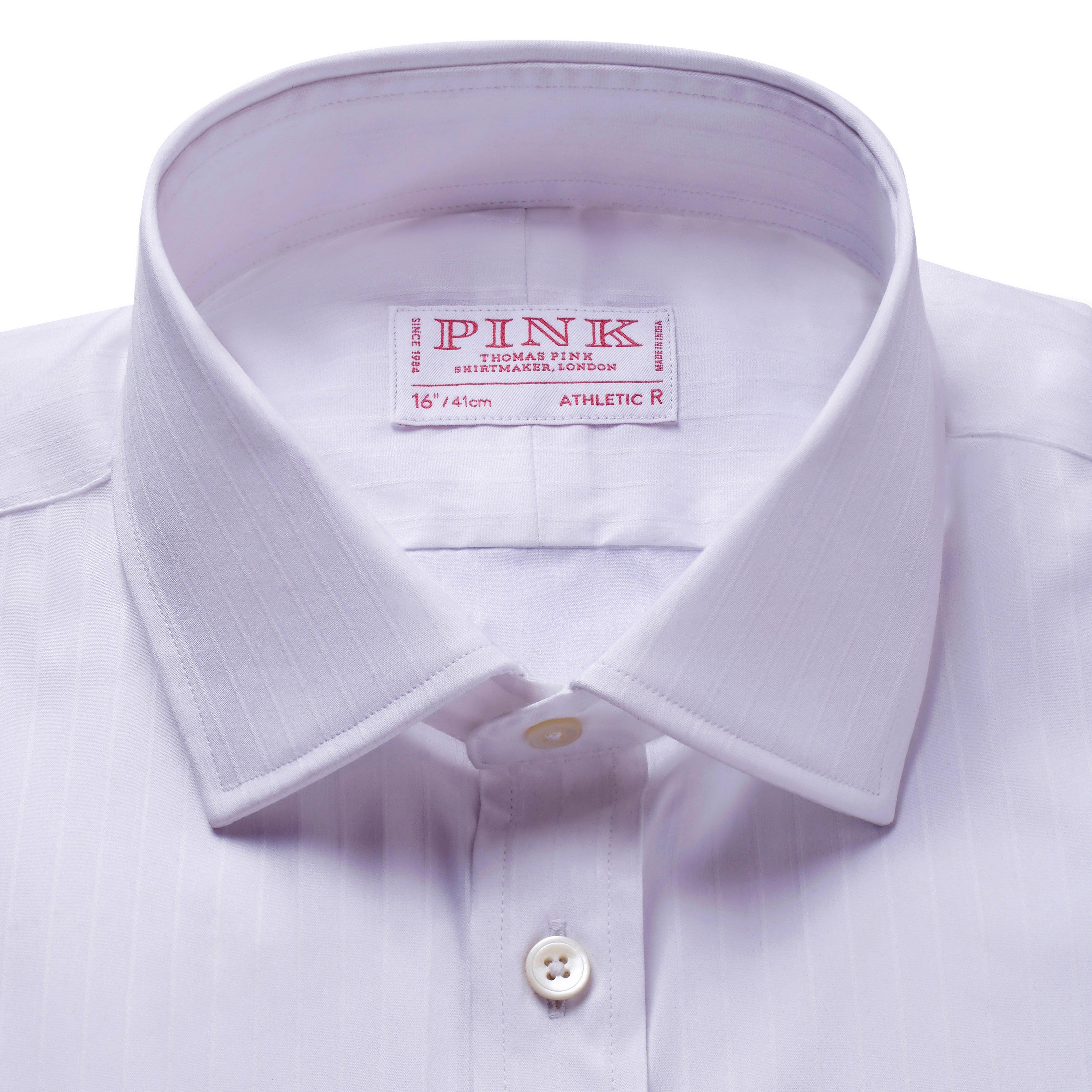 Thomas Pink Athletic Fit Formal Tonal Stripe Shirt White-MALFORD OF LONDON SAVILE ROW MENSWEAR OUTLET