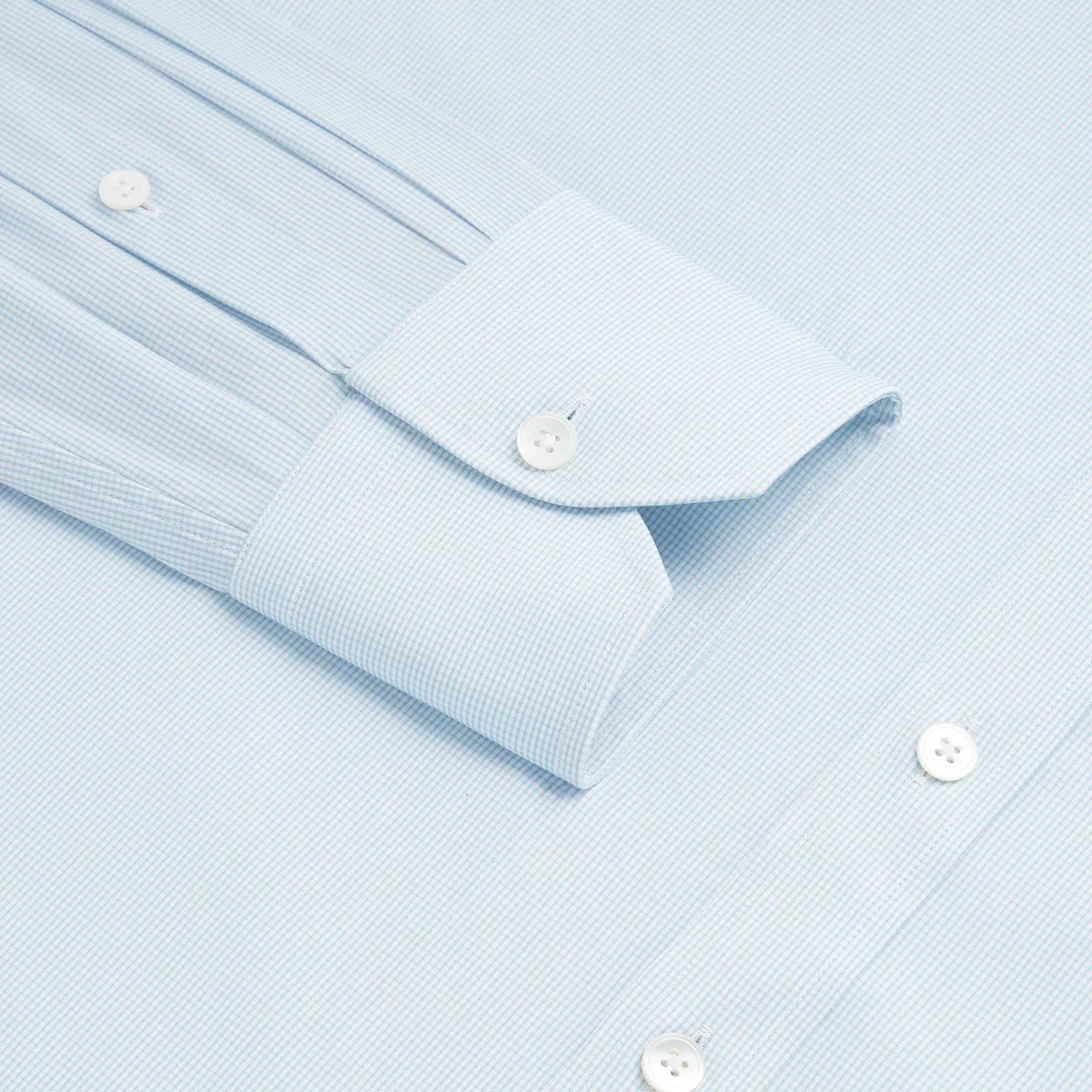 Thomas Pink Athletic Fit Stretch Micro Check Shirt Pale Blue/White-MALFORD OF LONDON SAVILE ROW MENSWEAR OUTLET