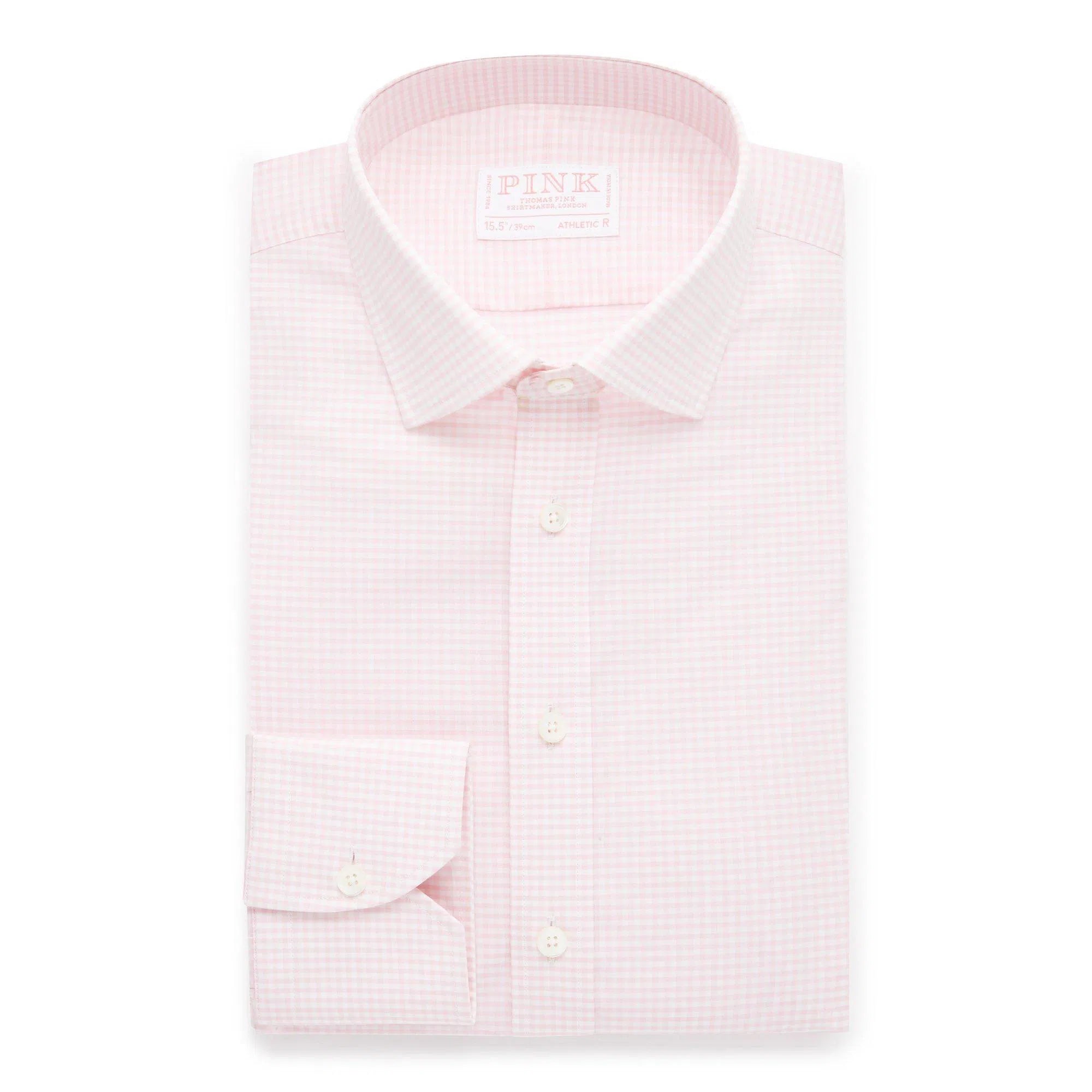 Thomas Pink Athletic Fit Stretch Poplin Gingham Check Shirt-MALFORD OF LONDON SAVILE ROW MENSWEAR OUTLET