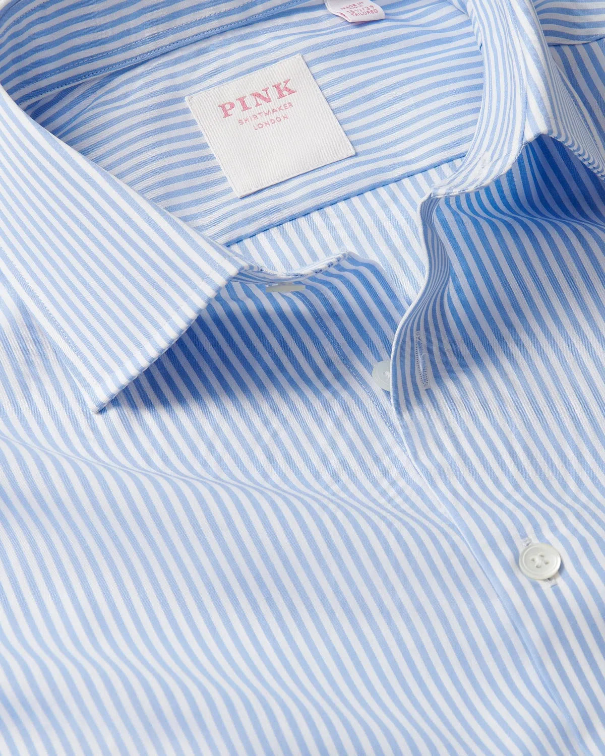 Thomas Pink Bengal Stripe Shirt Pale Blue White-MALFORD OF LONDON SAVILE ROW MENSWEAR OUTLET