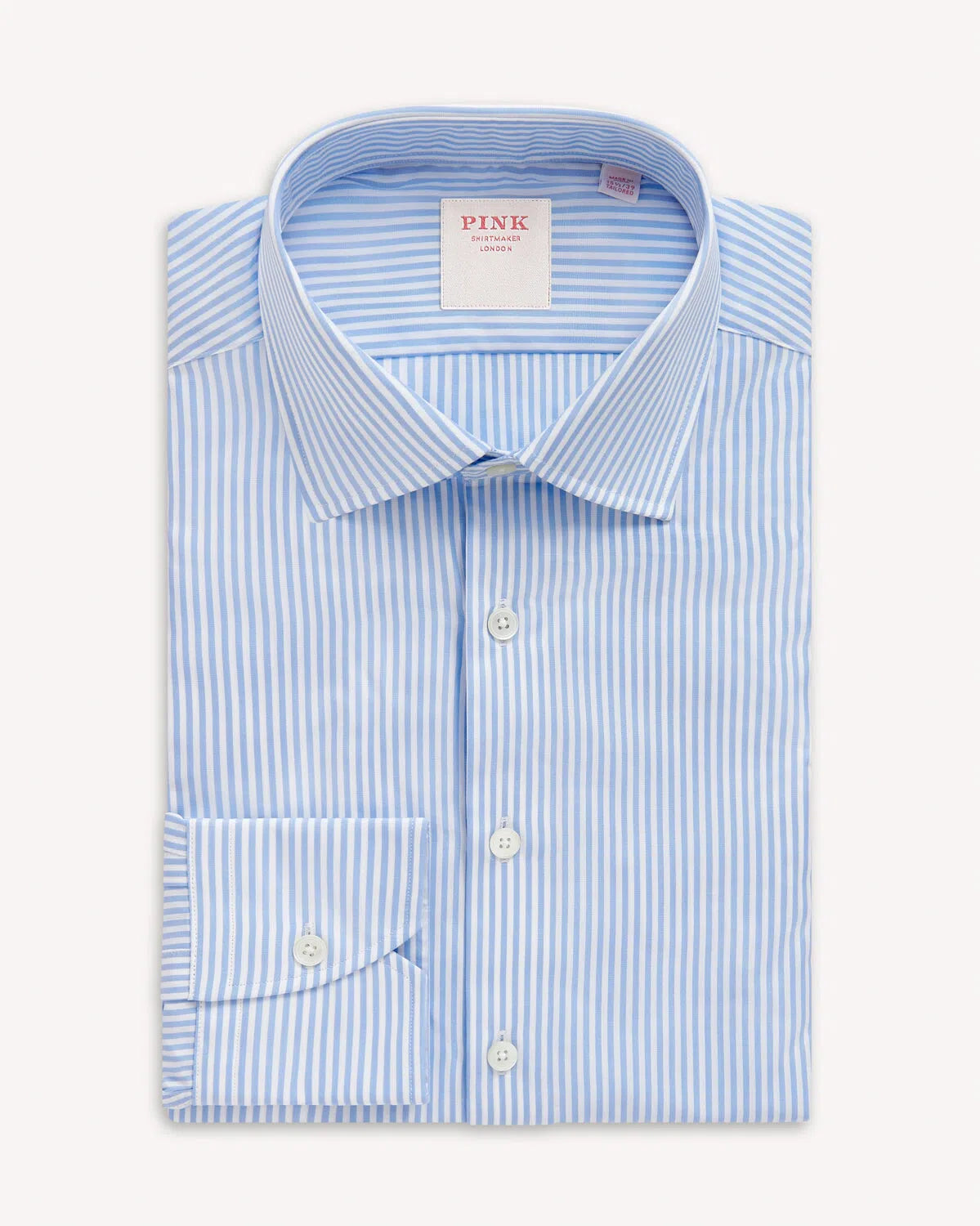 Thomas Pink Bengal Stripe Shirt Pale Blue White-MALFORD OF LONDON SAVILE ROW MENSWEAR OUTLET