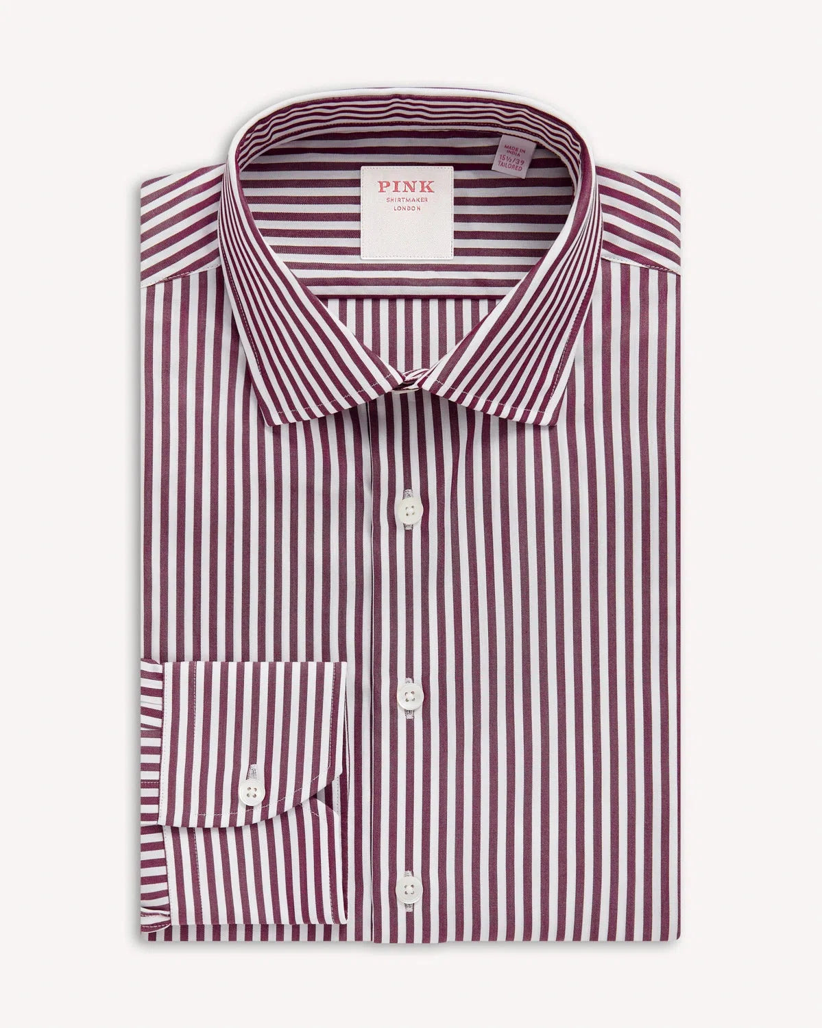 Thomas Pink Bengal W/Stripe Shirt Red White-MALFORD OF LONDON SAVILE ROW MENSWEAR OUTLET