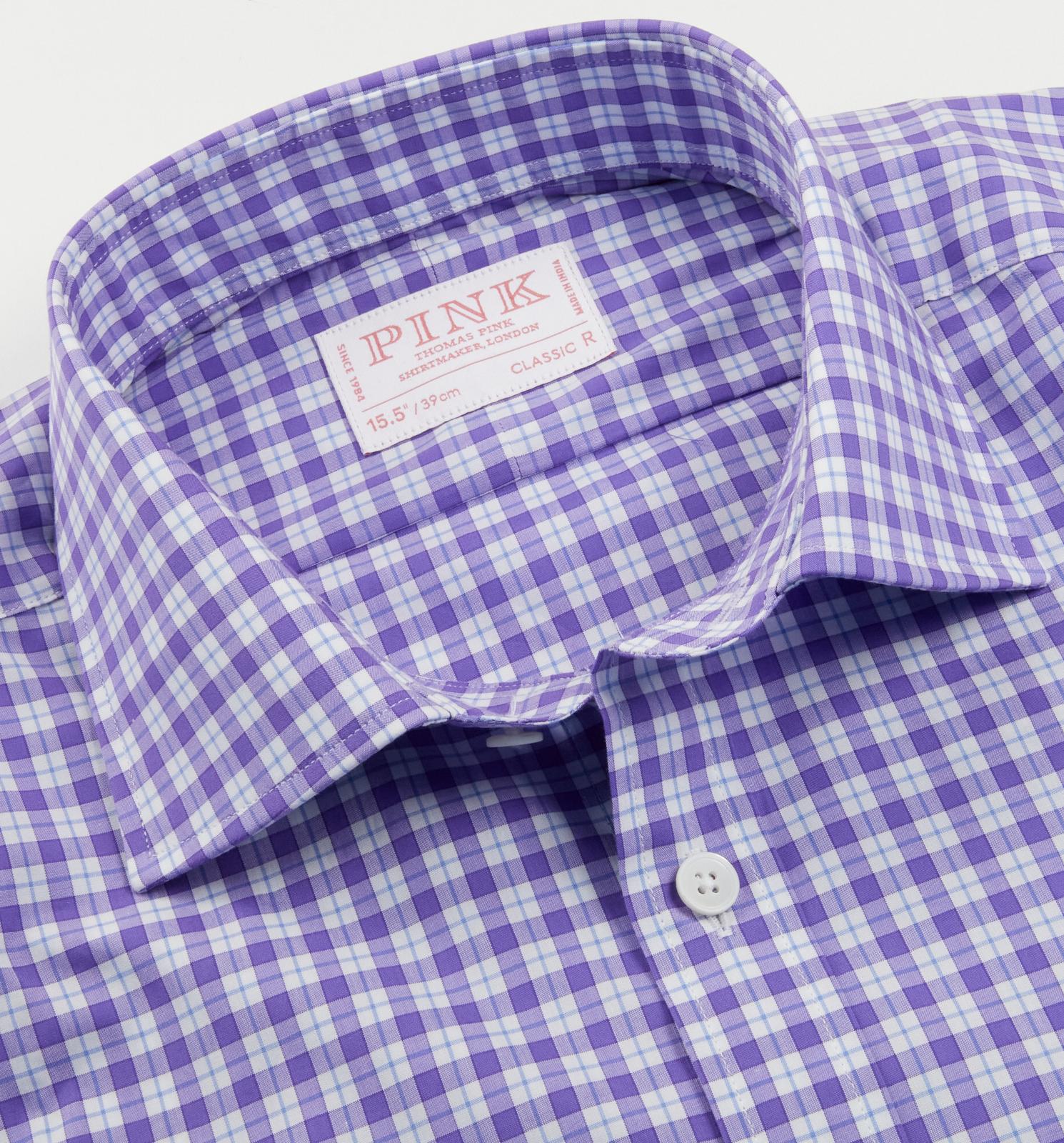 Thomas Pink Classic Fit Check Formal Shirt Purple/White-MALFORD OF LONDON SAVILE ROW MENSWEAR OUTLET