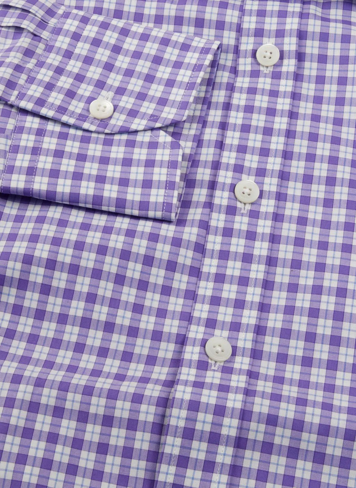 Thomas Pink Classic Fit Check Formal Shirt Purple/White-MALFORD OF LONDON SAVILE ROW MENSWEAR OUTLET