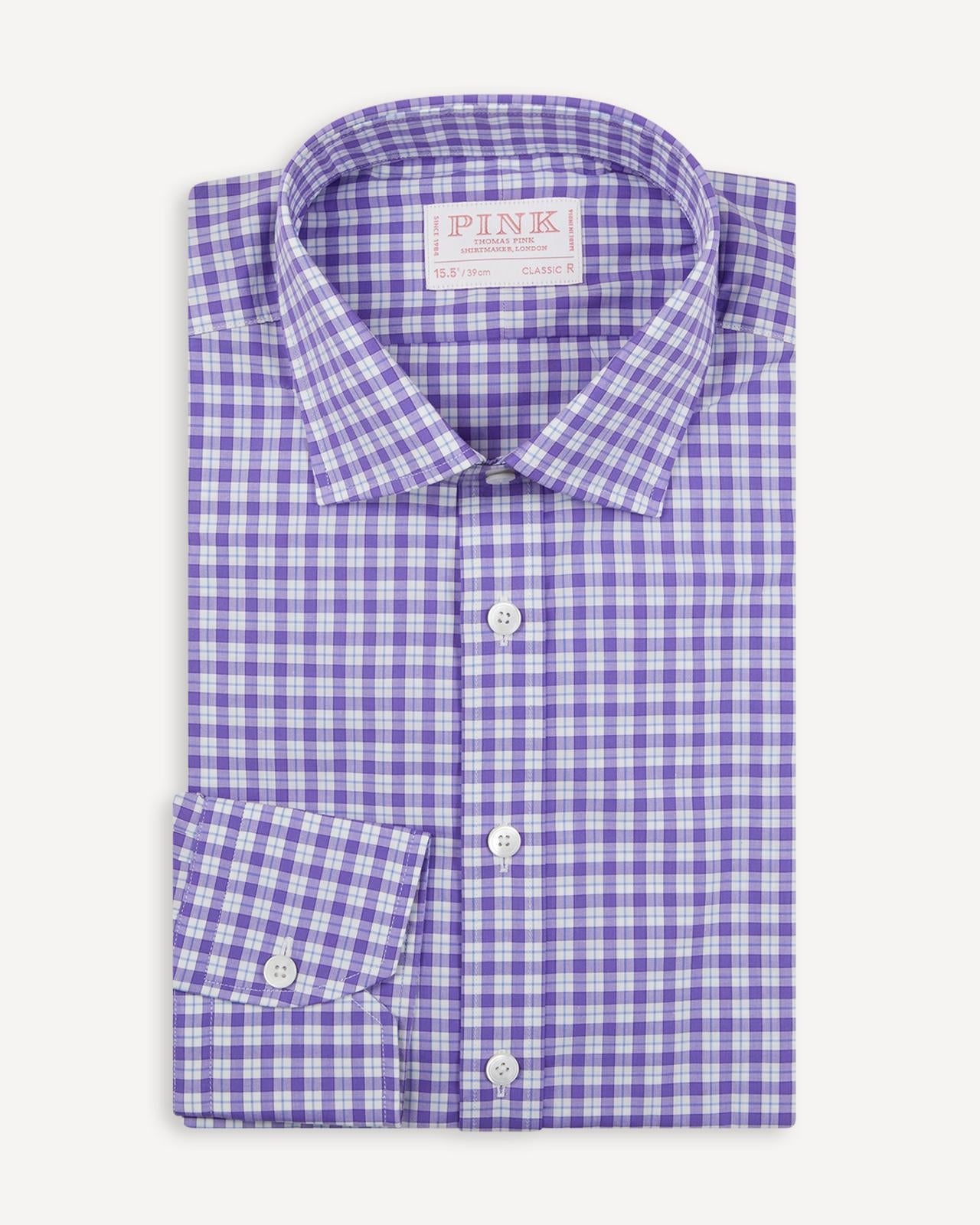 Thomas Pink Classic Fit Check Formal Shirt Purple/White-MALFORD OF LONDON SAVILE ROW MENSWEAR OUTLET