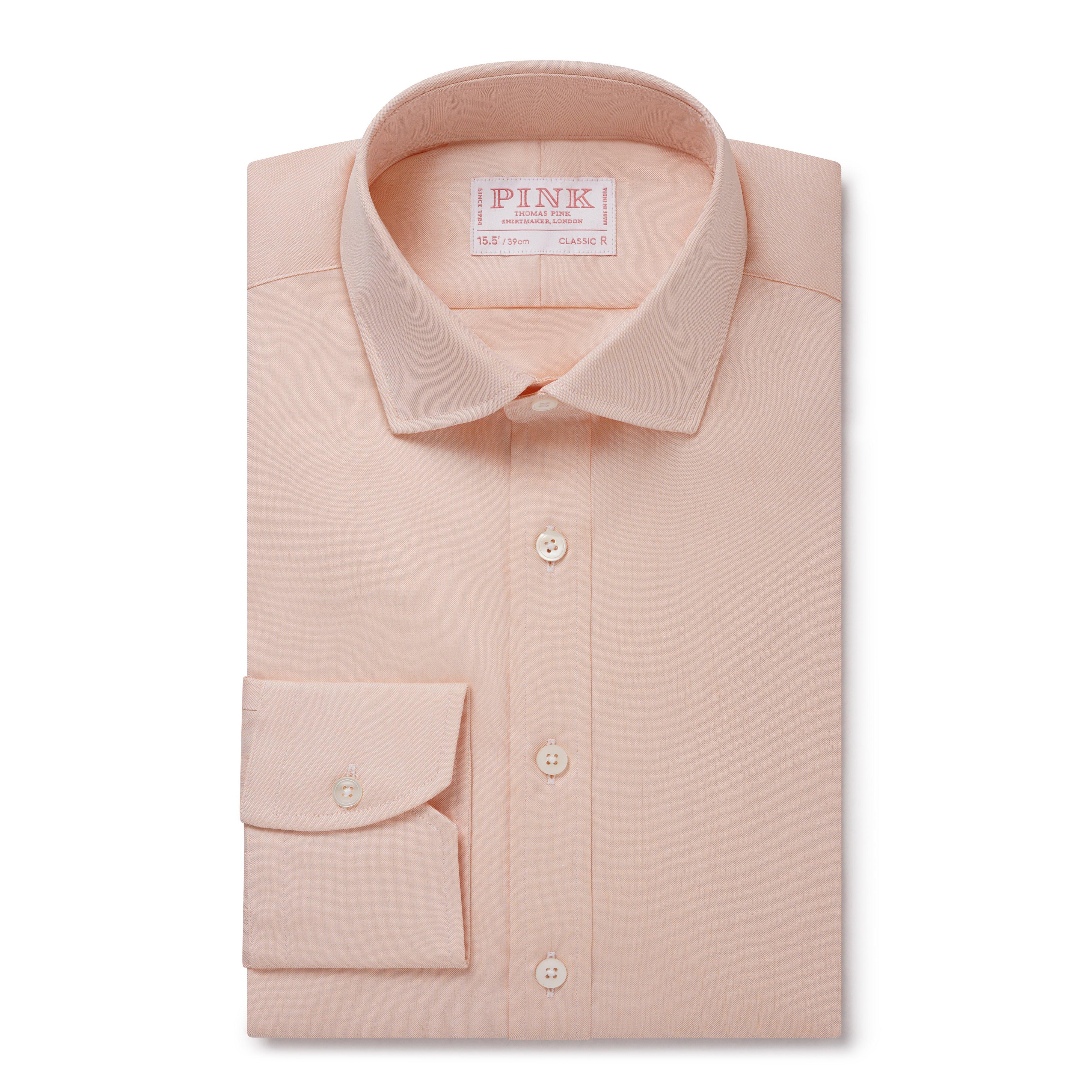 Thomas Pink Classic Fit Formal Cambridge Cotton Shirt Pale Orange/White-MALFORD OF LONDON SAVILE ROW MENSWEAR OUTLET