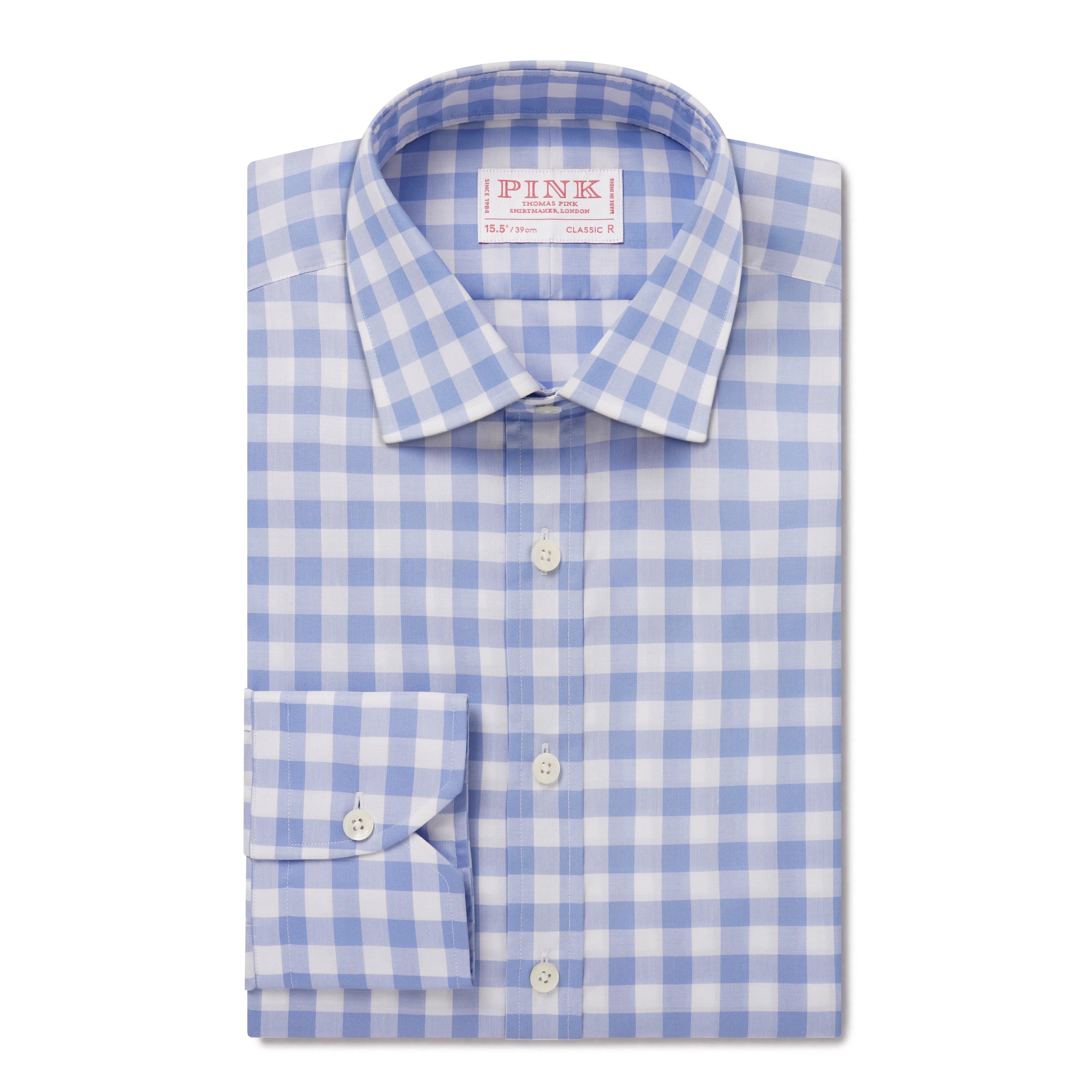 Thomas Pink Classic Fit Formal Cotton Gingham Shirt-MALFORD OF LONDON SAVILE ROW MENSWEAR OUTLET