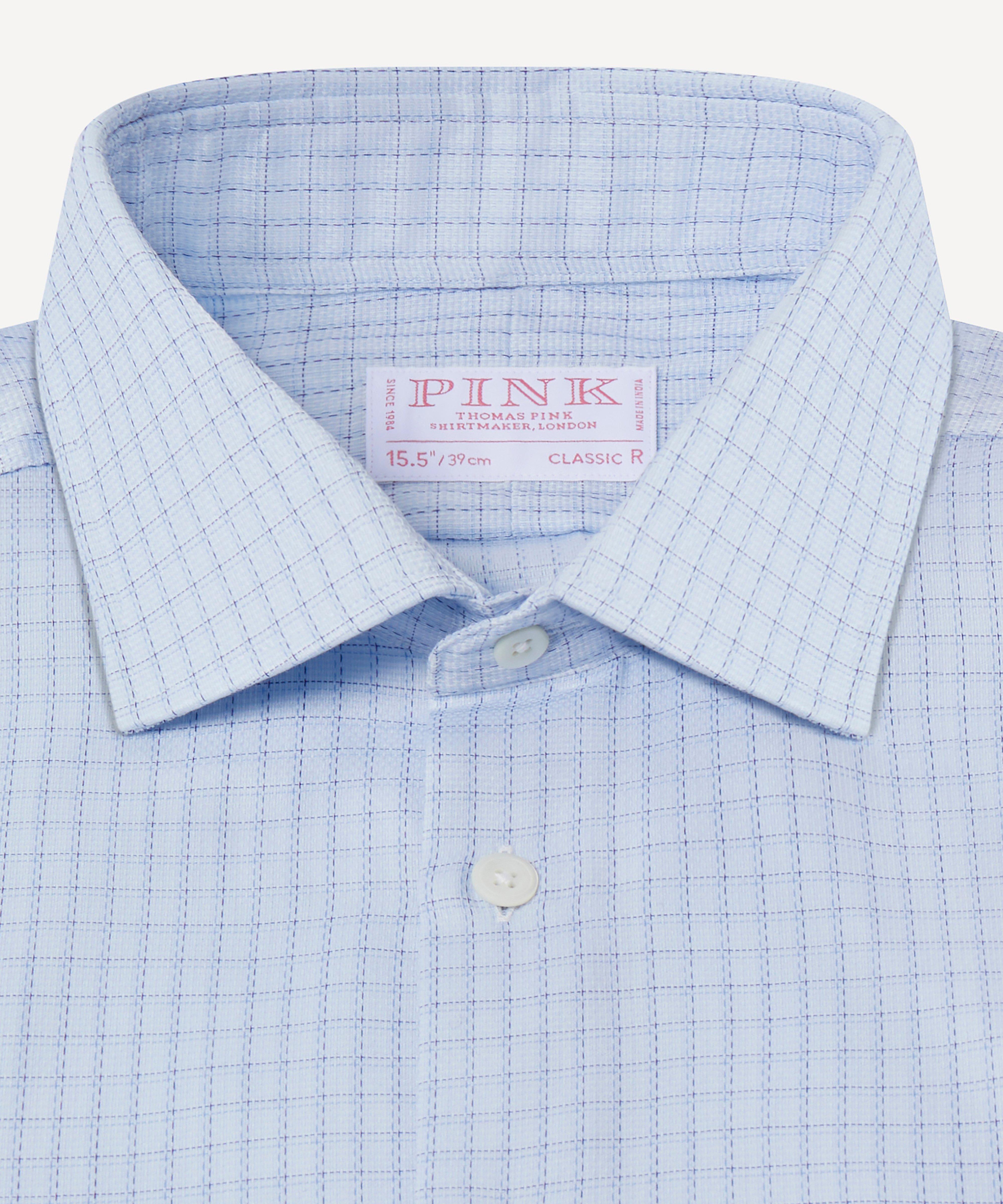 Thomas Pink Classic Fit Formal Dobby Micro Check Shirt Pale Blue/Blue-MALFORD OF LONDON SAVILE ROW MENSWEAR OUTLET