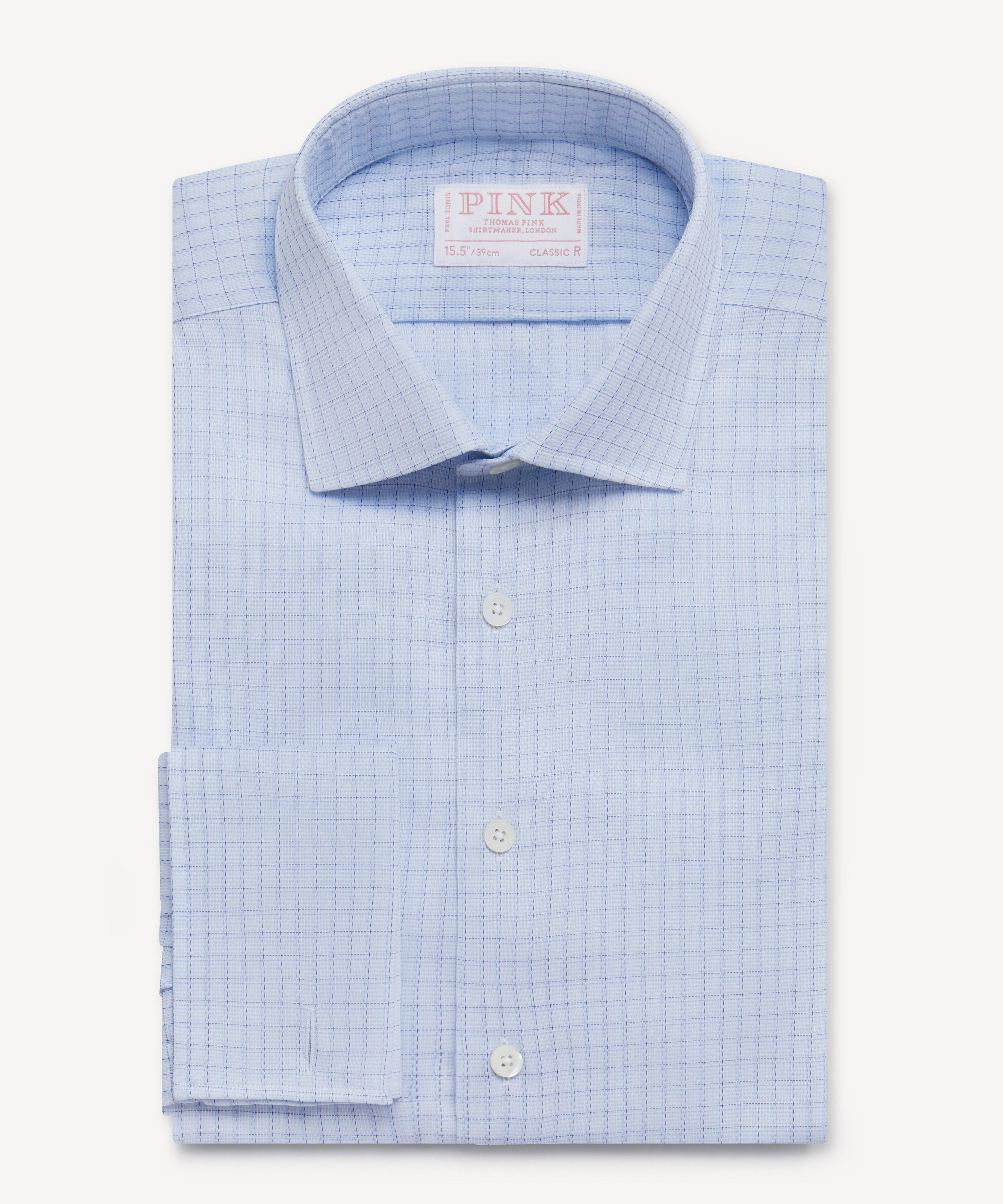 Thomas Pink Classic Fit Formal Dobby Micro Check Shirt Pale Blue/Blue-MALFORD OF LONDON SAVILE ROW MENSWEAR OUTLET