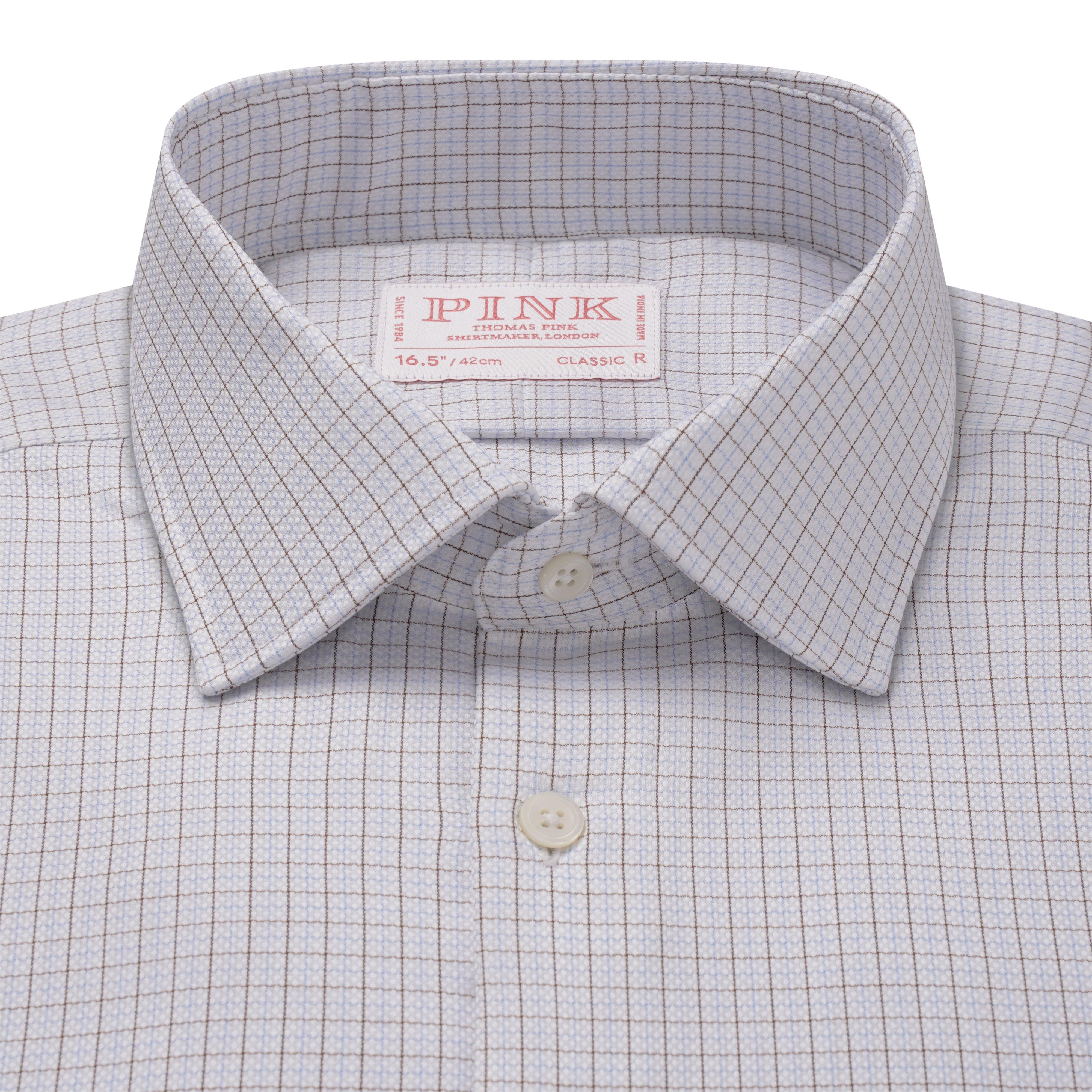 Thomas Pink Classic Fit Formal Dobby Micro Check Shirt White/Multi-MALFORD OF LONDON SAVILE ROW MENSWEAR OUTLET