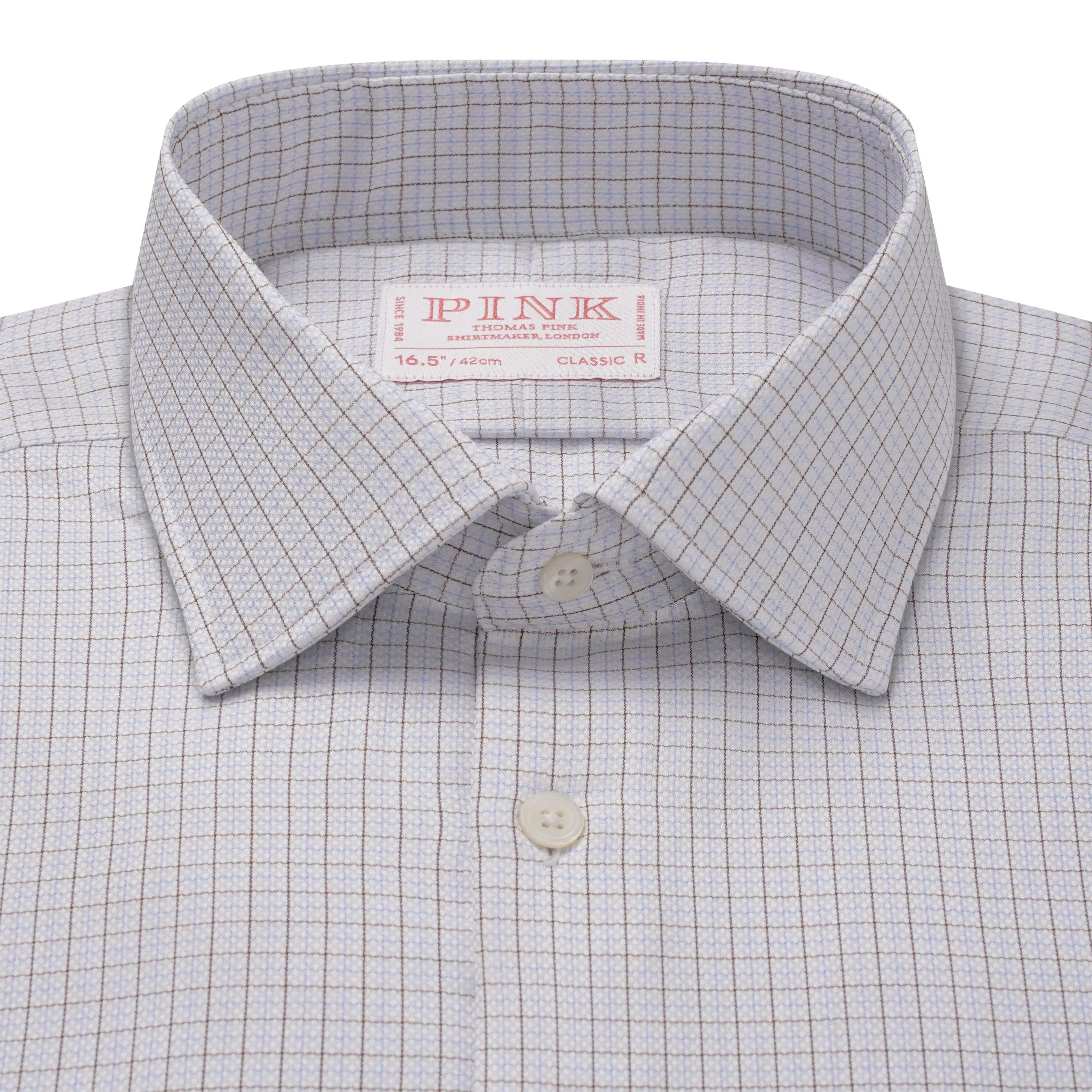 Thomas Pink Classic Fit Formal Dobby Micro Check Shirt White/Multi-MALFORD OF LONDON SAVILE ROW MENSWEAR OUTLET