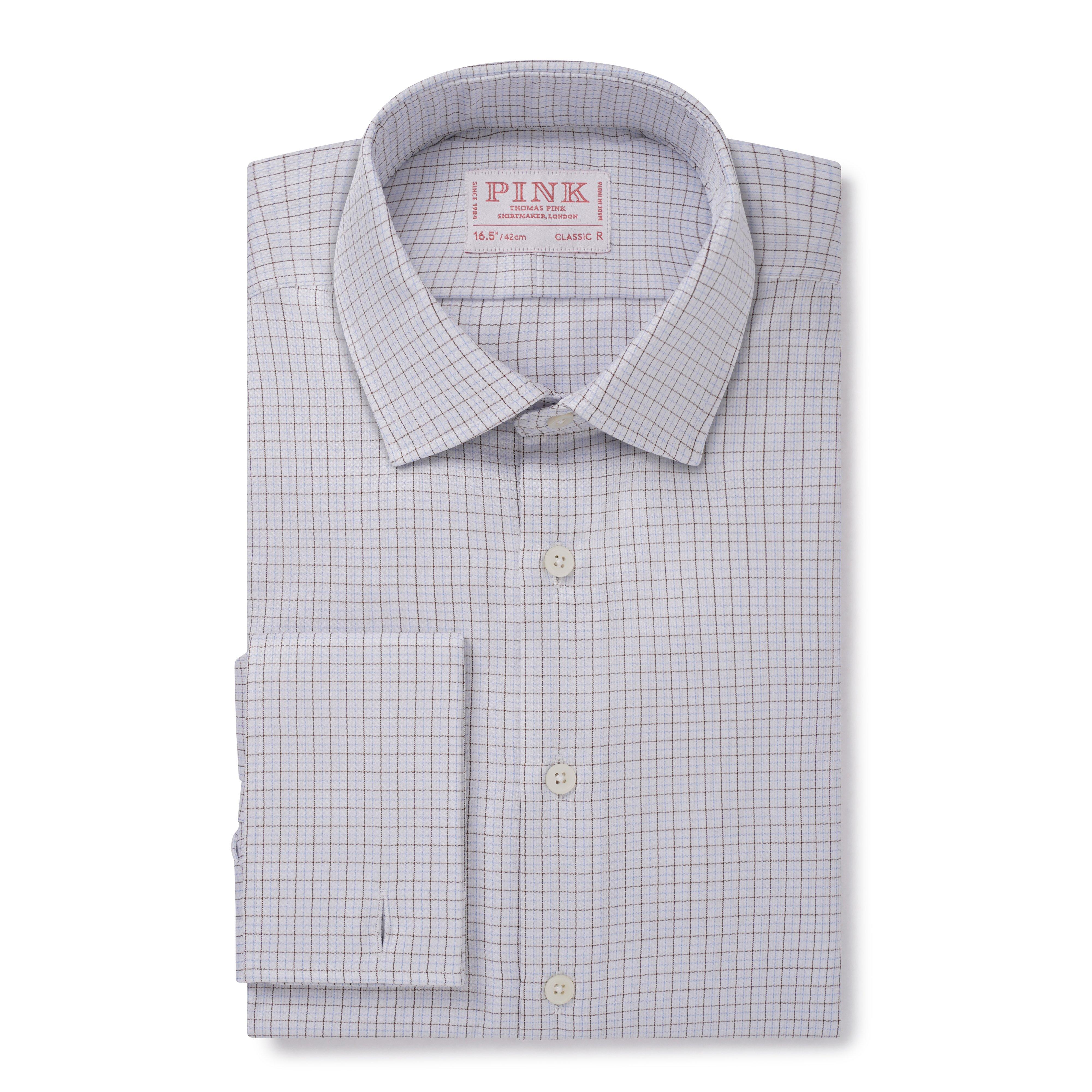 Thomas Pink Classic Fit Formal Dobby Micro Check Shirt White/Multi-MALFORD OF LONDON SAVILE ROW MENSWEAR OUTLET