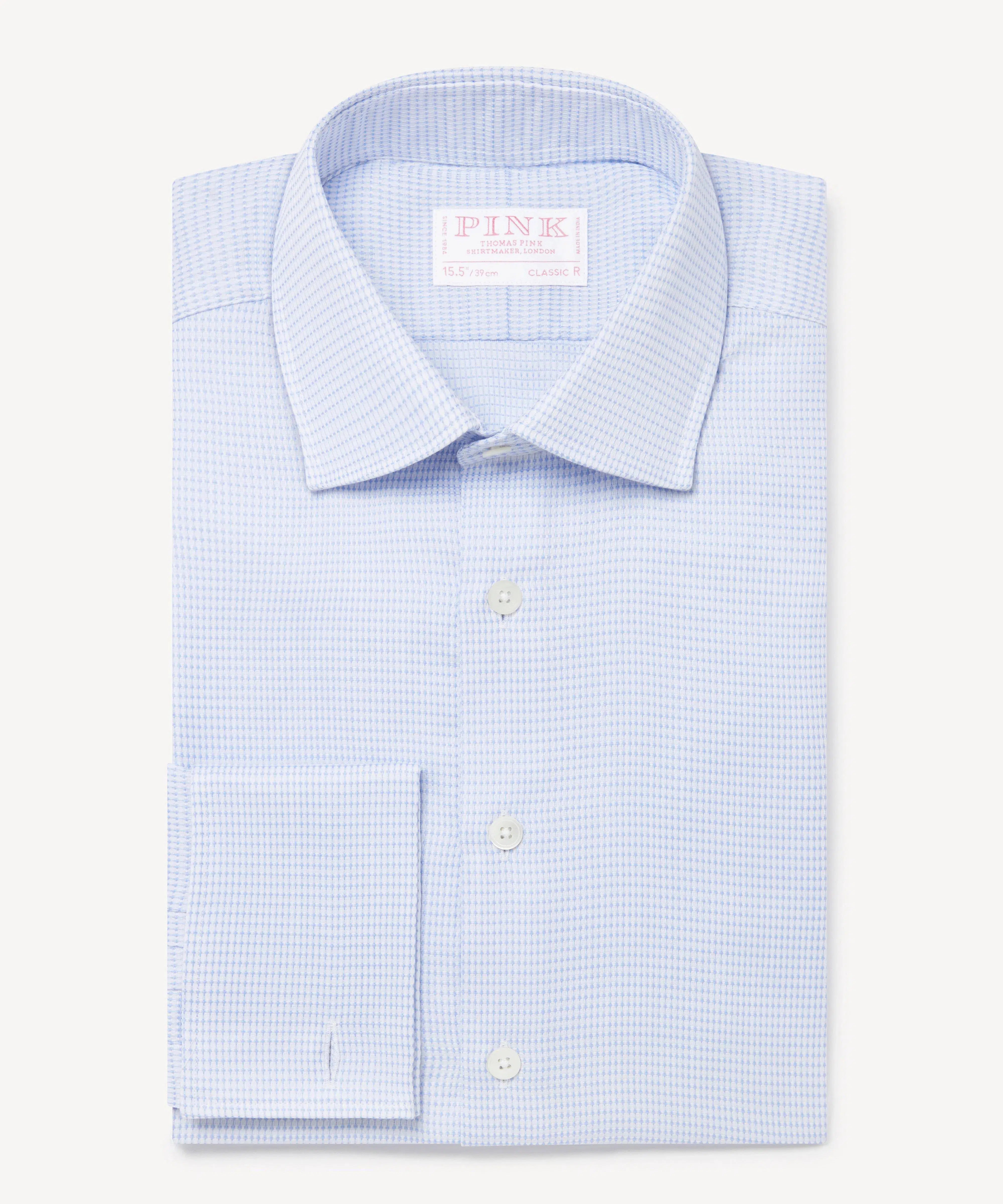 Thomas Pink Classic Fit Formal Dobby Weave Design Shirt-MALFORD OF LONDON SAVILE ROW MENSWEAR OUTLET