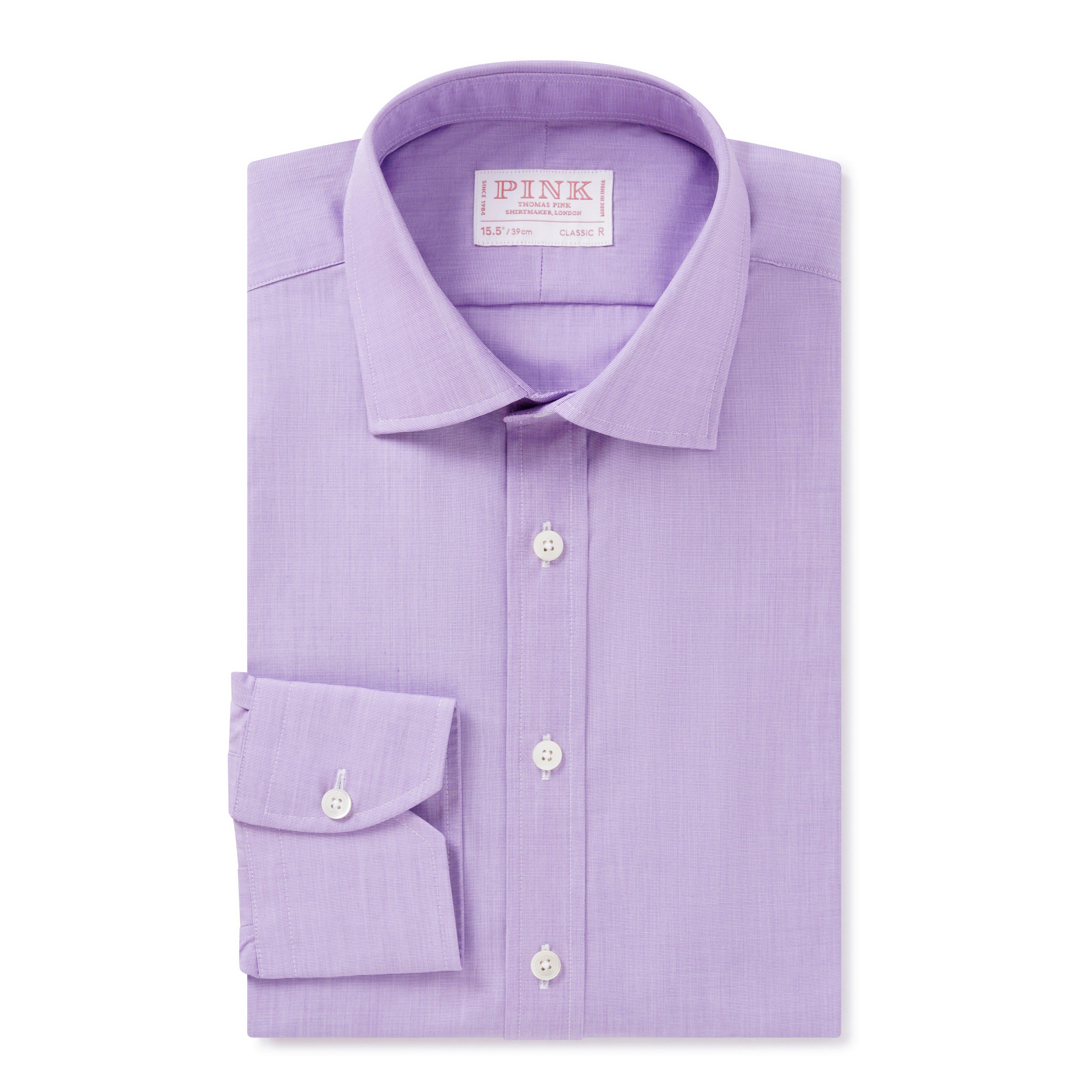 Thomas Pink Classic Fit Formal End on End Shirt Lilac-MALFORD OF LONDON SAVILE ROW MENSWEAR OUTLET