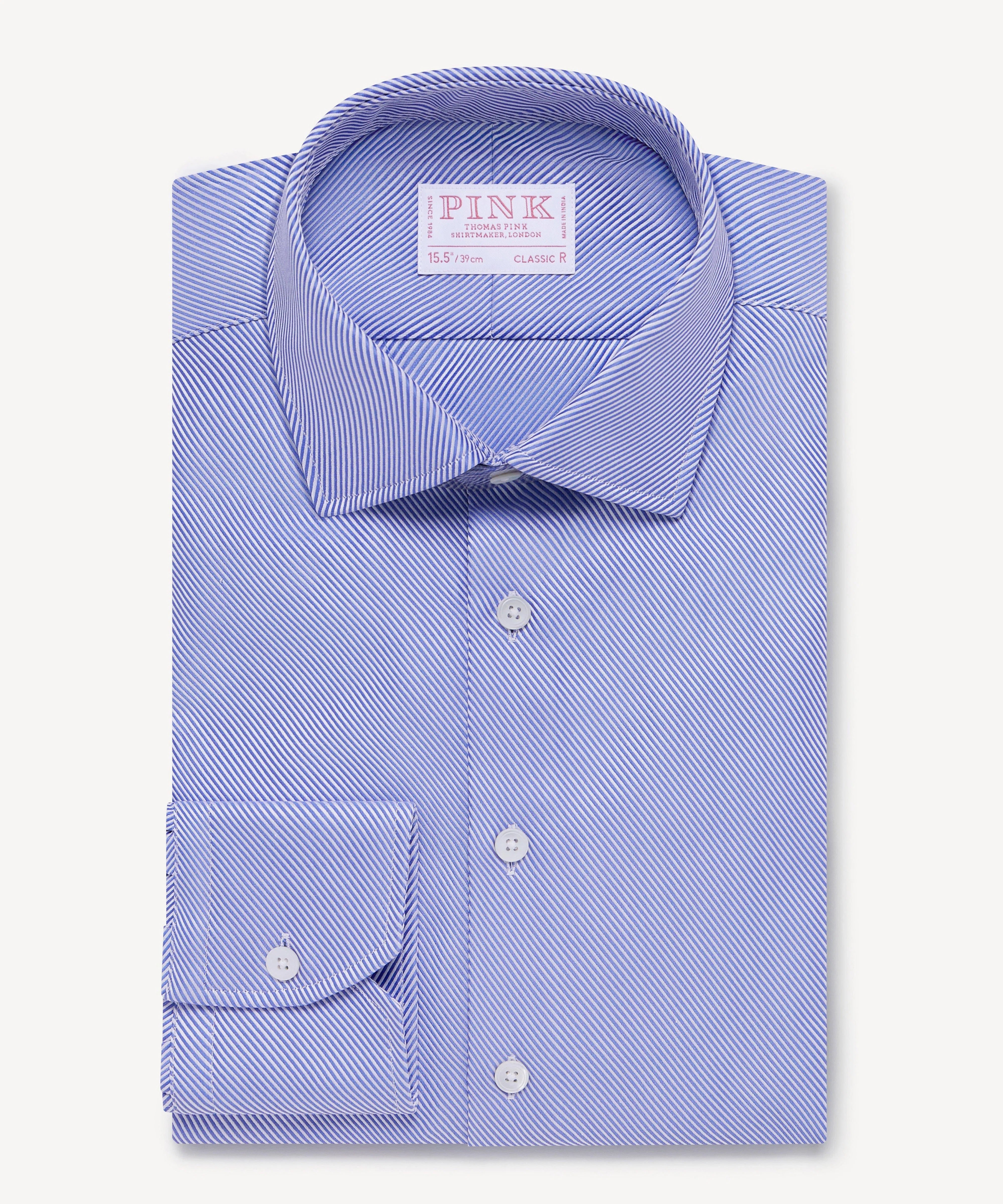 Thomas Pink Classic Fit Formal Jacquard Stripe Shirt-MALFORD OF LONDON SAVILE ROW MENSWEAR OUTLET