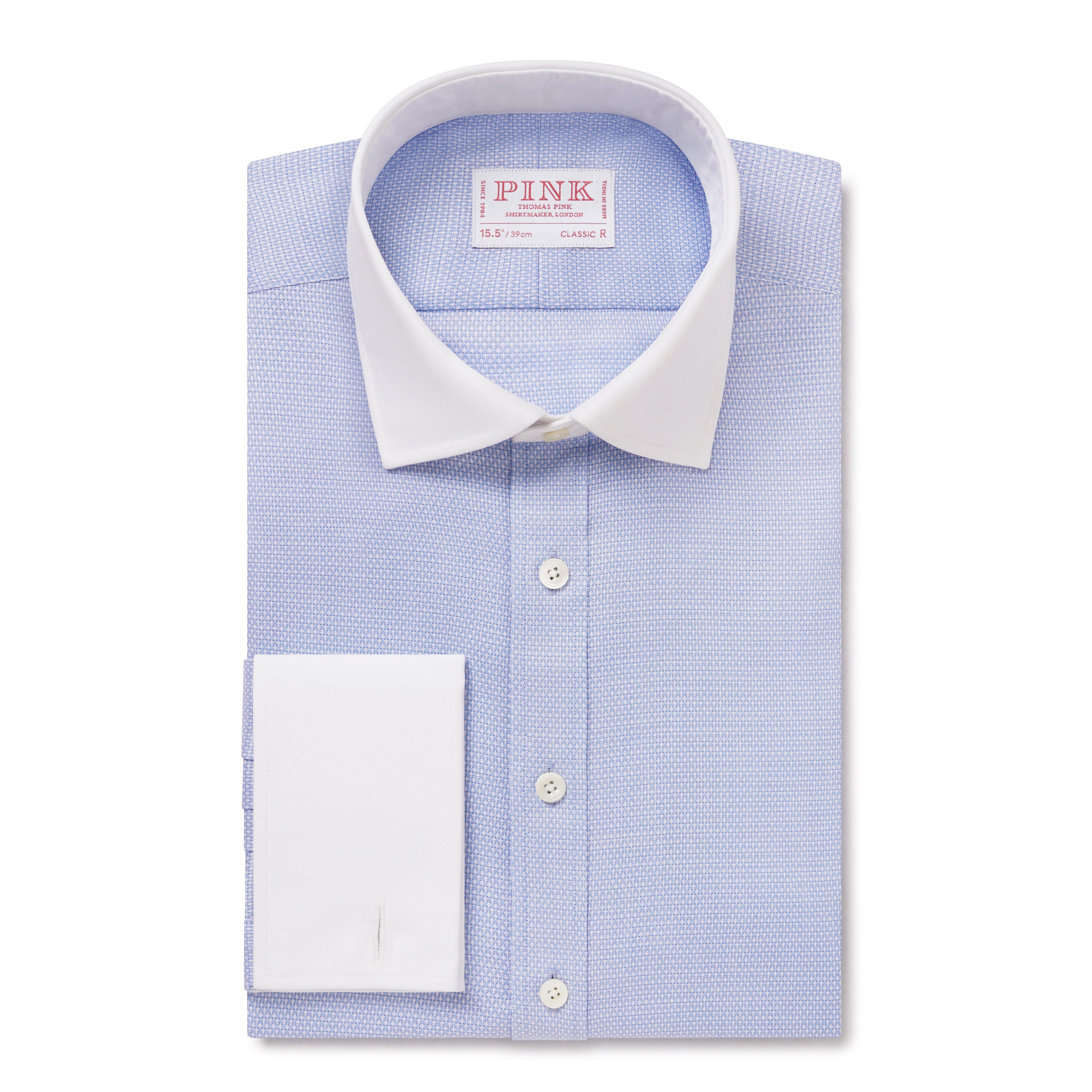 Thomas Pink Classic Fit Formal Open Weave Dobby Shirt-MALFORD OF LONDON SAVILE ROW MENSWEAR OUTLET