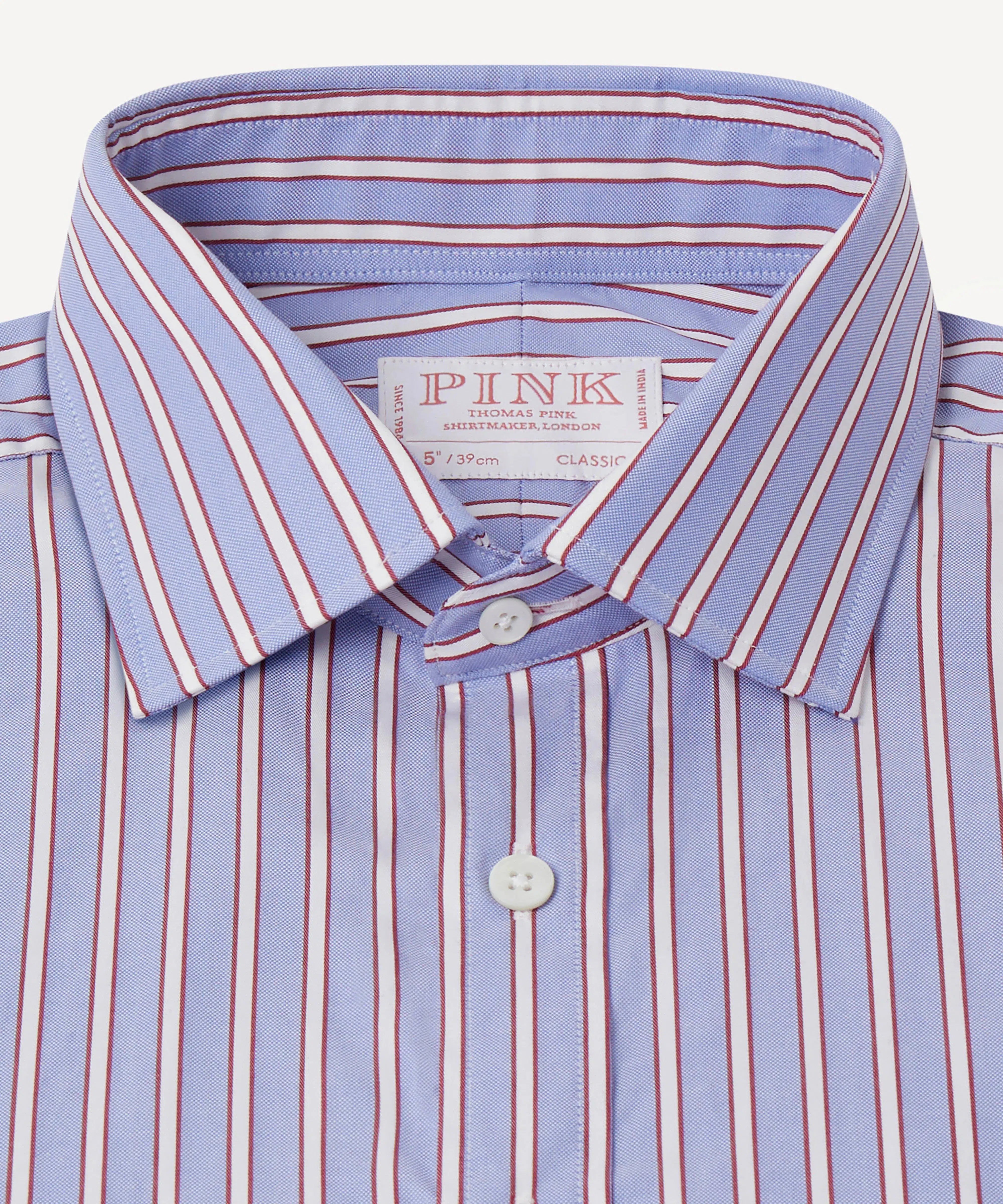 Thomas Pink Classic Fit Formal Oxford Striped Shirt Blue/White-MALFORD OF LONDON SAVILE ROW MENSWEAR OUTLET