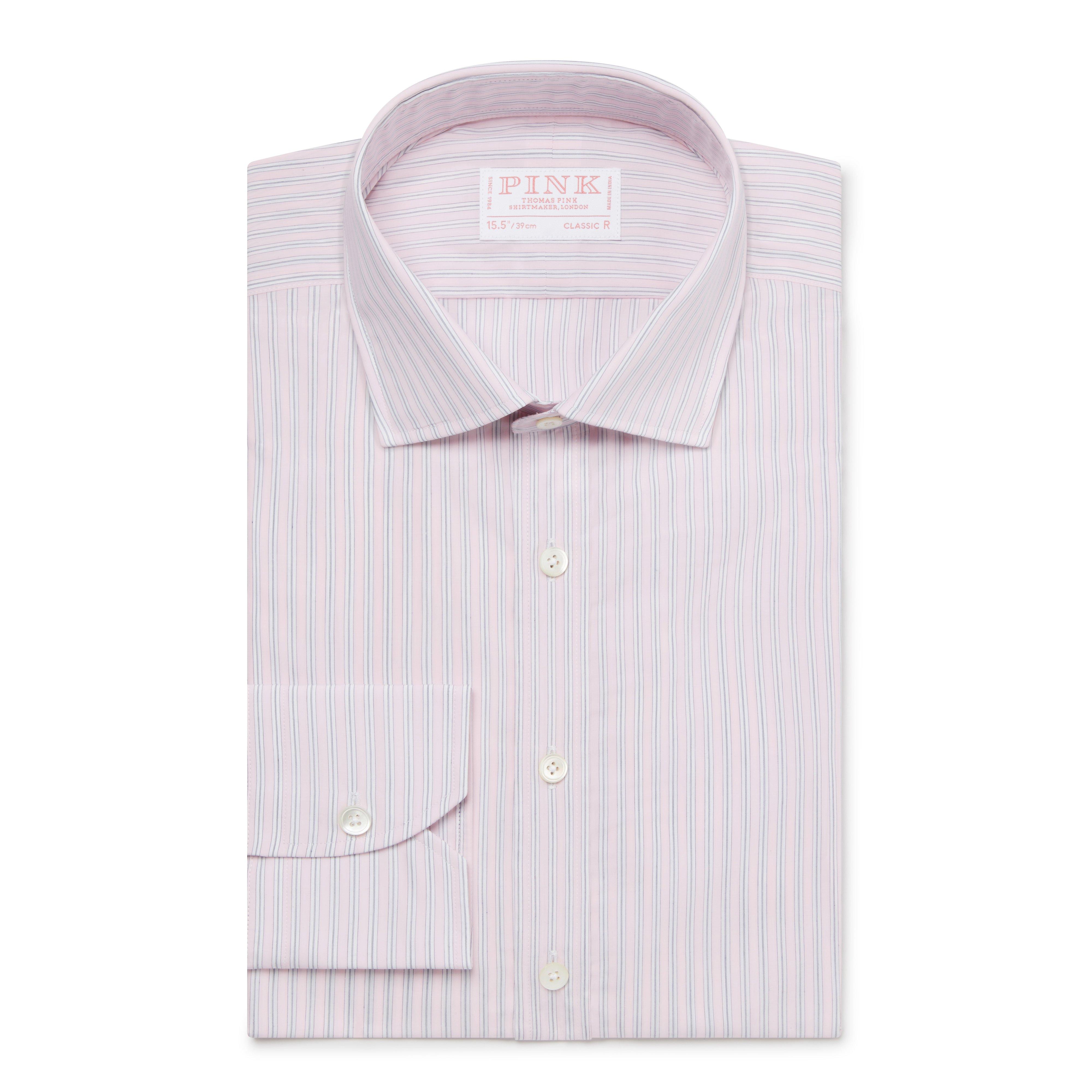 Thomas Pink Classic Fit Formal Piumino Stripe Shirt-MALFORD OF LONDON SAVILE ROW MENSWEAR OUTLET