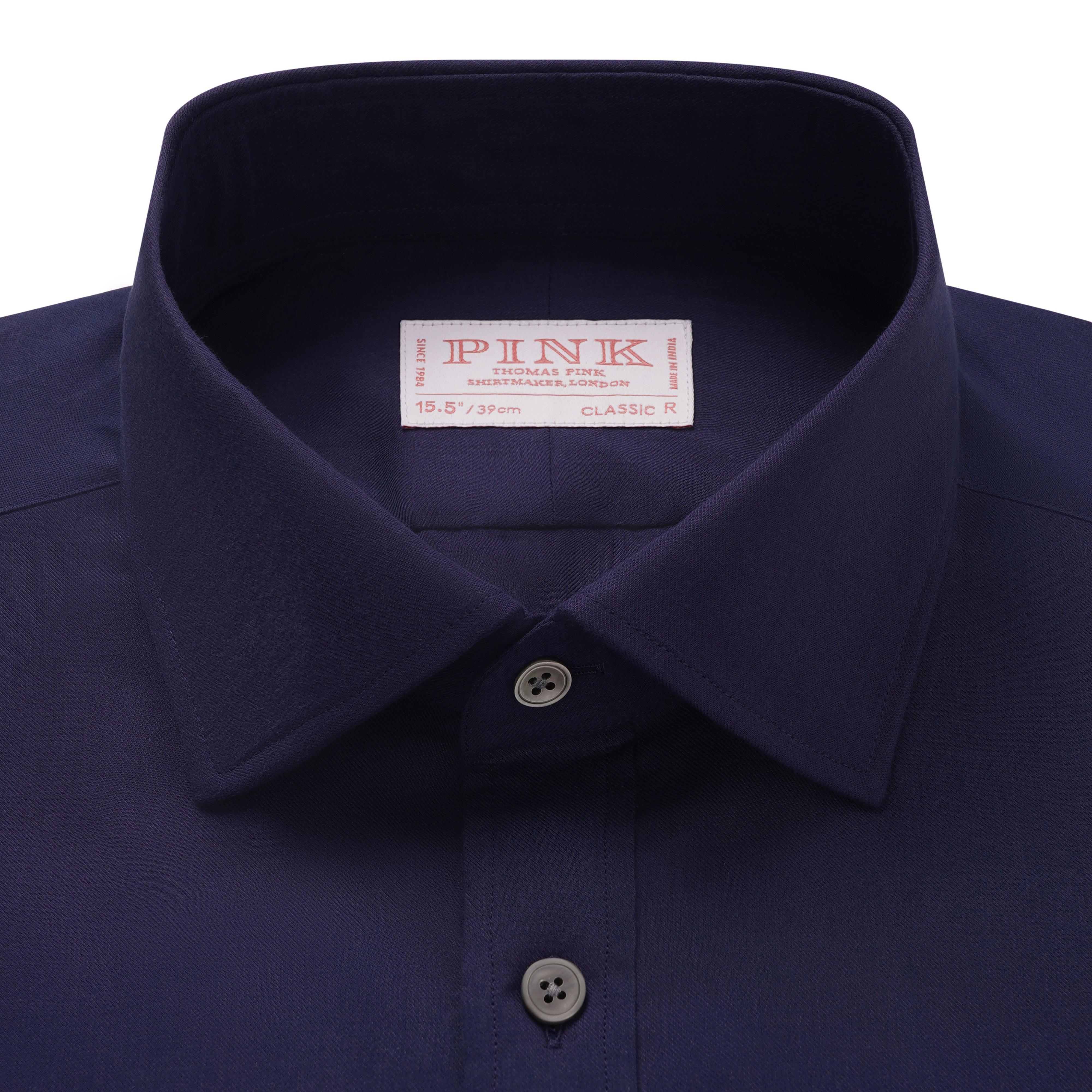 Thomas Pink Classic Fit Formal Plain Flannel Cotton Shirt-MALFORD OF LONDON SAVILE ROW MENSWEAR OUTLET