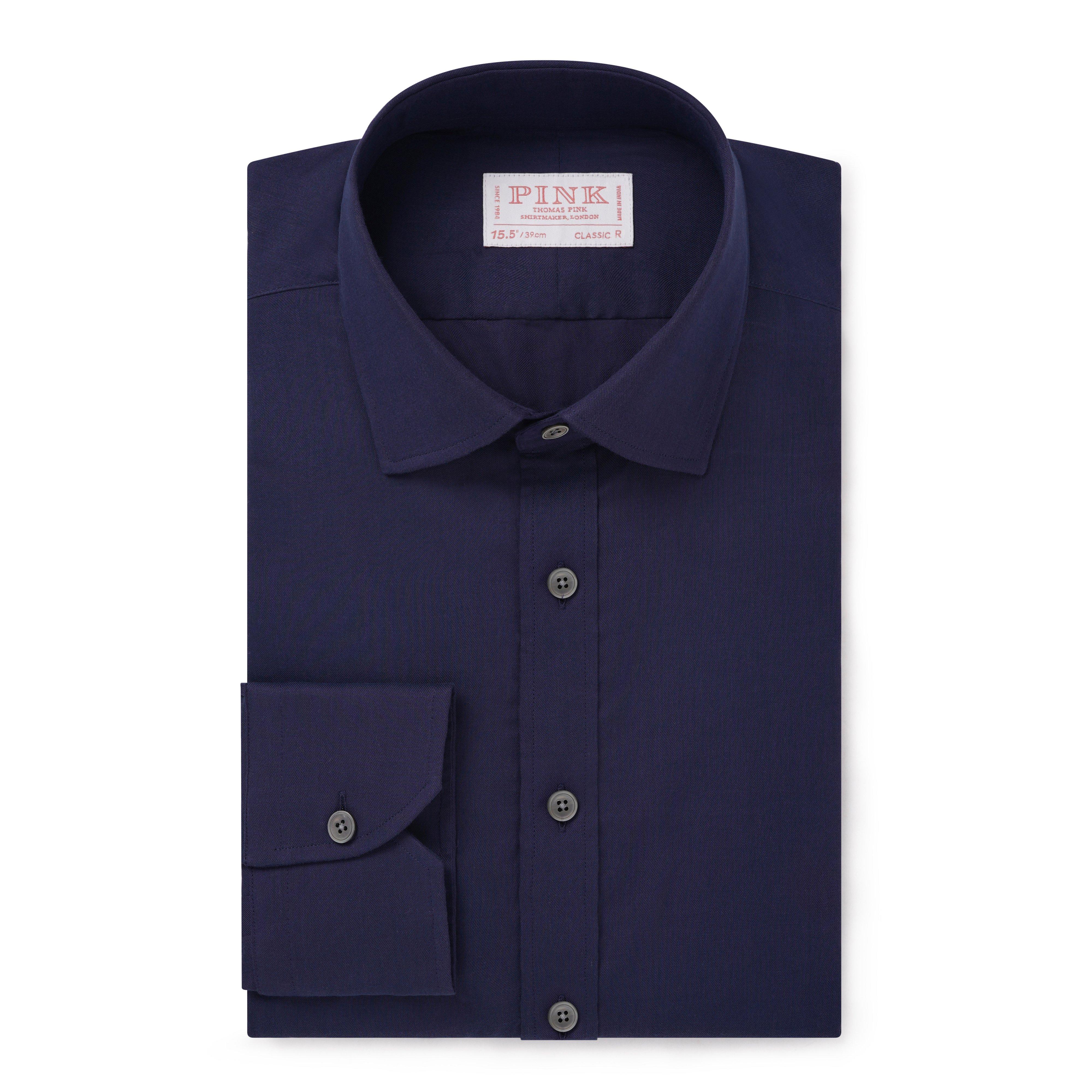 Thomas Pink Classic Fit Formal Plain Flannel Cotton Shirt-MALFORD OF LONDON SAVILE ROW MENSWEAR OUTLET