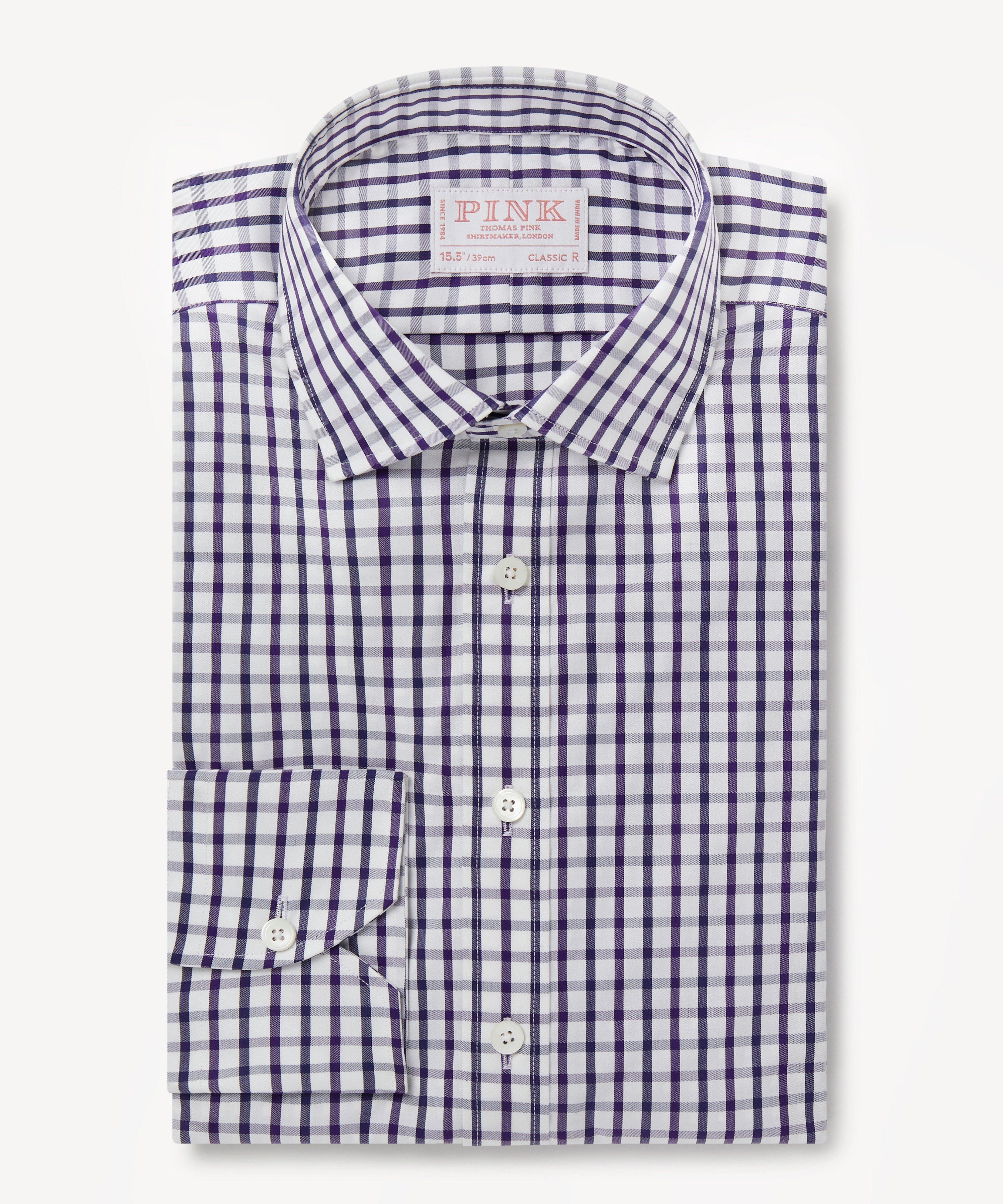 Thomas Pink Classic Fit Formal Royal Twill Check Shirt-MALFORD OF LONDON SAVILE ROW MENSWEAR OUTLET