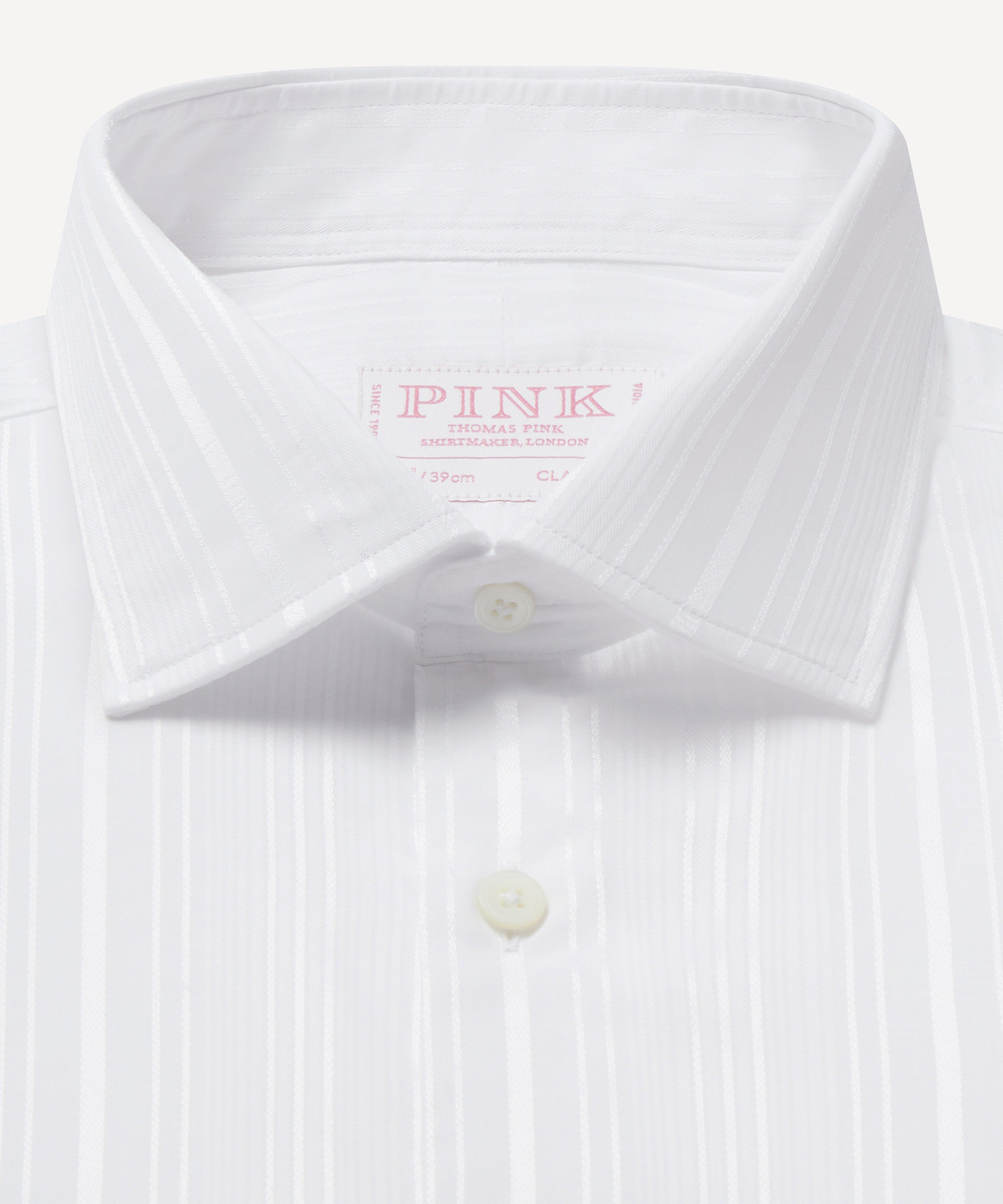 Thomas Pink Classic Fit Formal Satin Textured Stripe Shirt-MALFORD OF LONDON SAVILE ROW MENSWEAR OUTLET